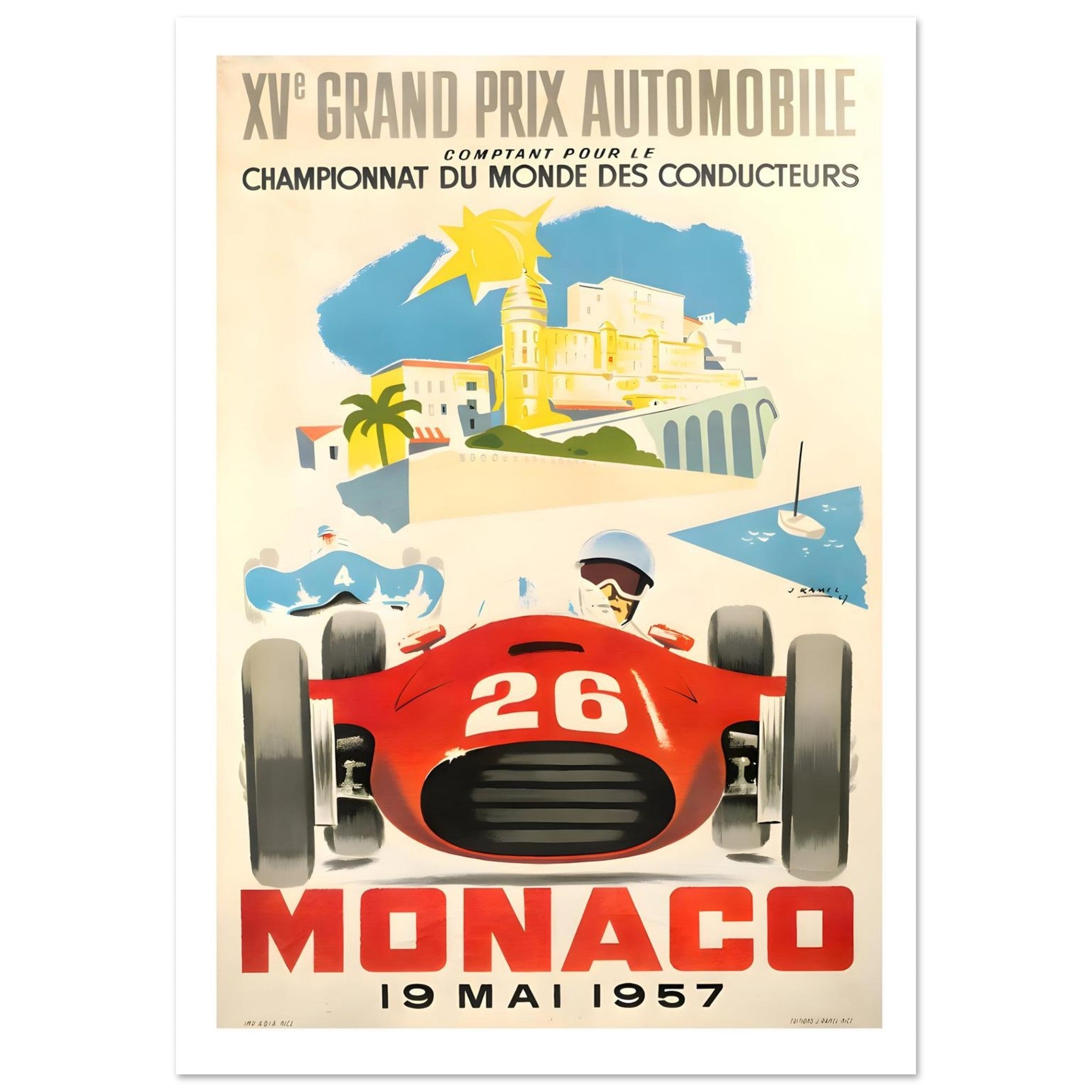 1957 Monaco Grand Prix XV Grand Prix Automobile Poster - Transit Art