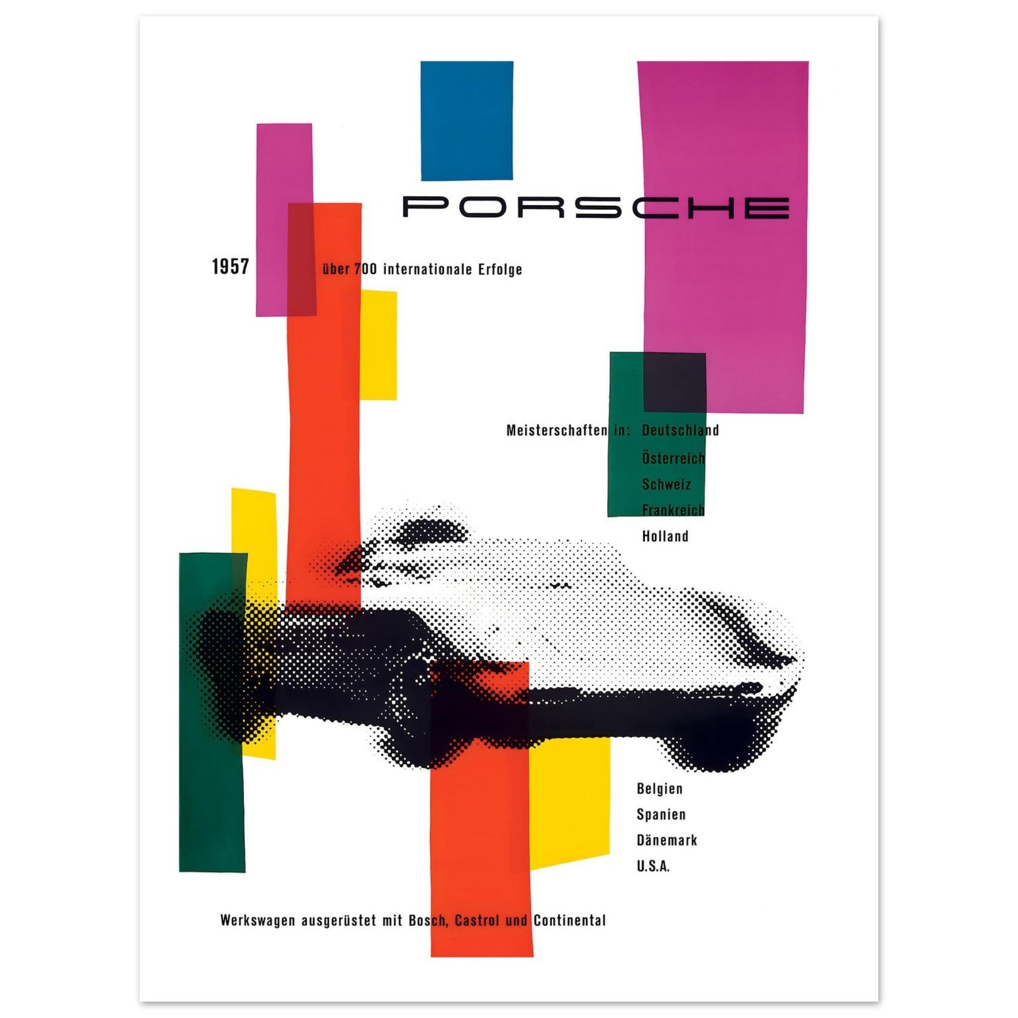 1957 Porsche International Victories Modernist Poster - Transit Art