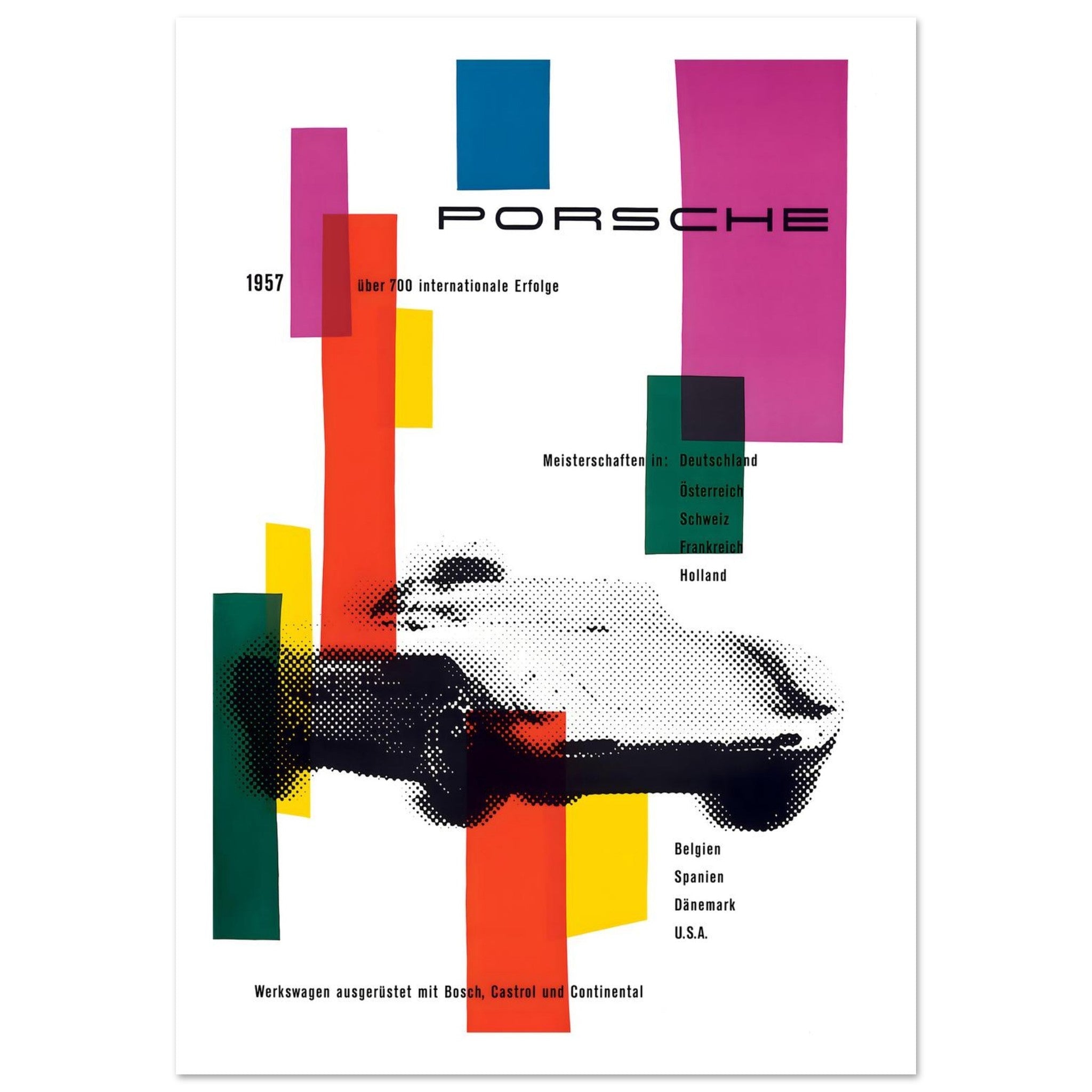 1957 Porsche International Victories Modernist Poster - Transit Art