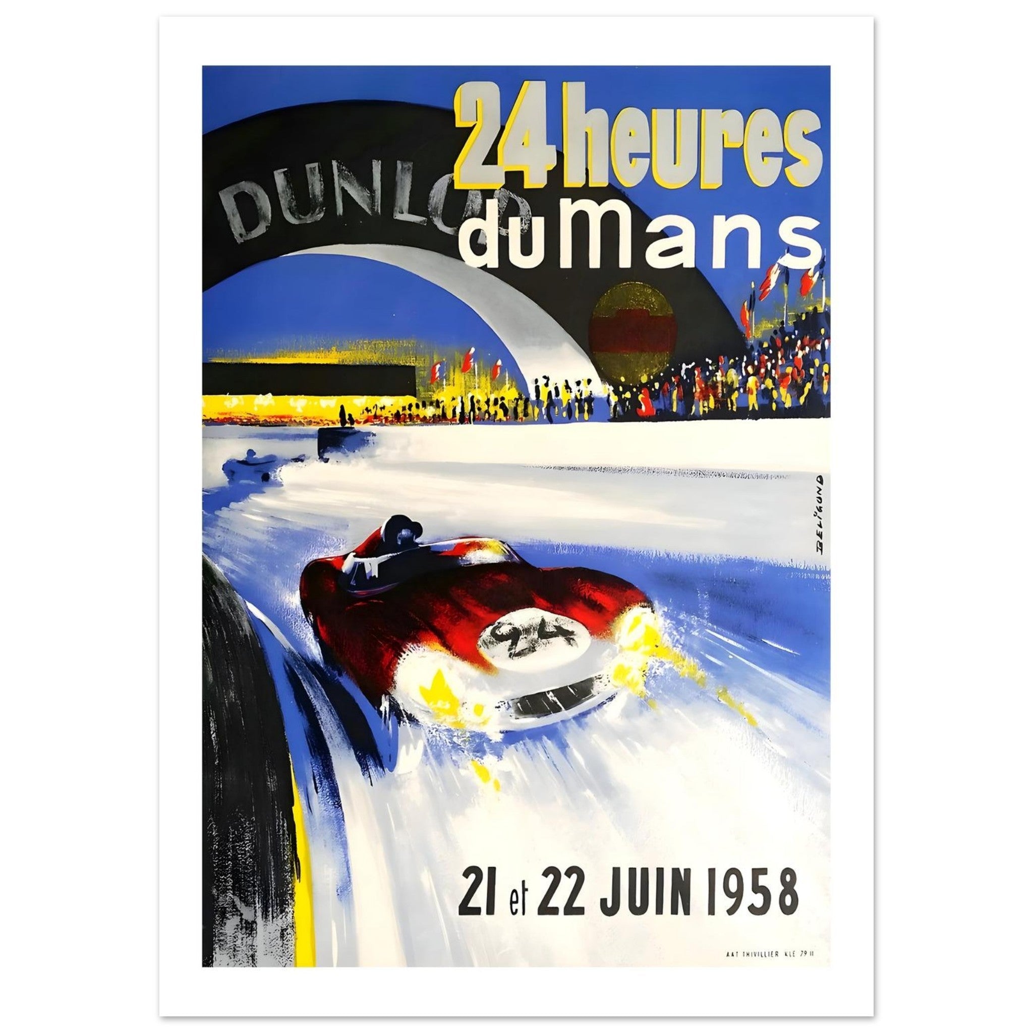 1958 24 Heures du Mans Night Sprint Poster - Transit Art