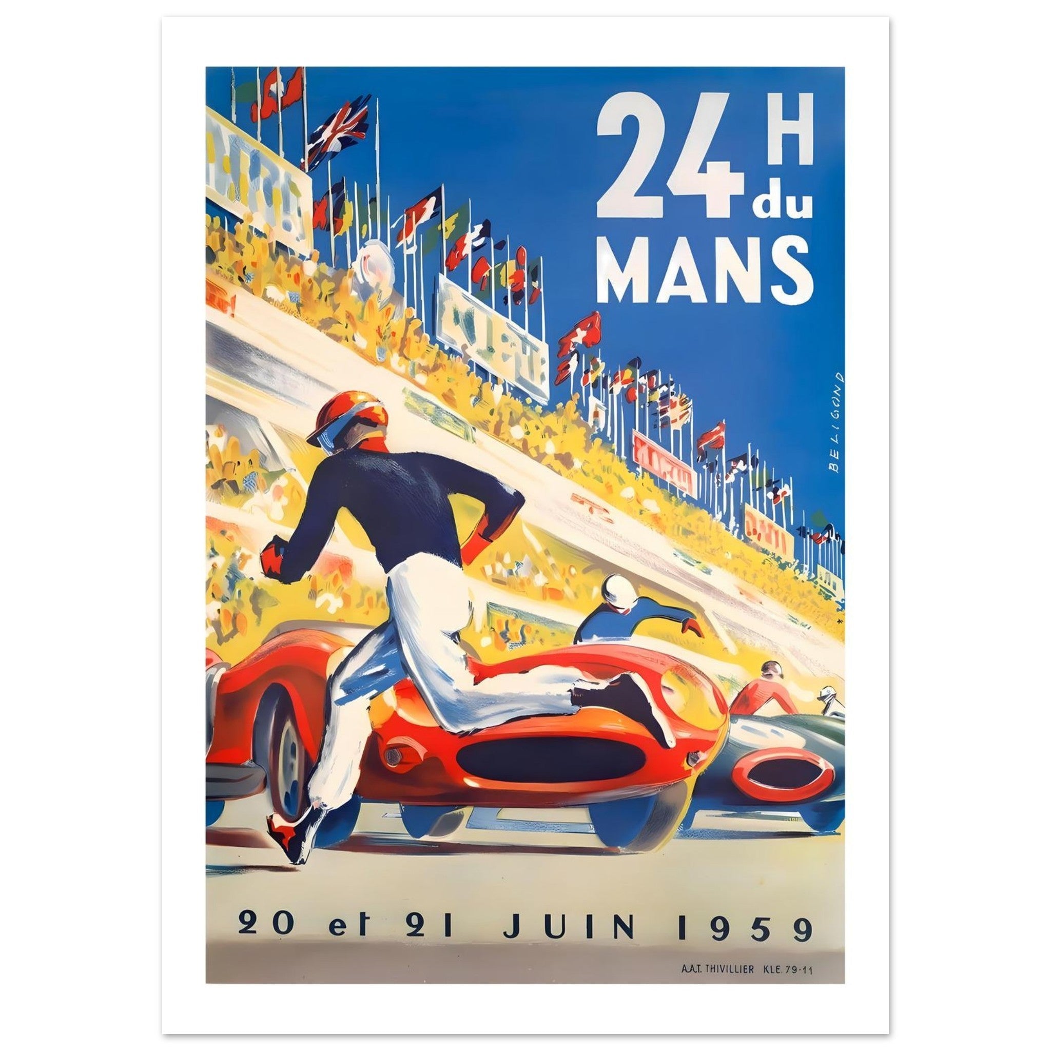 1959 24 Heures du Mans Start Line Sprint Poster - Transit Art