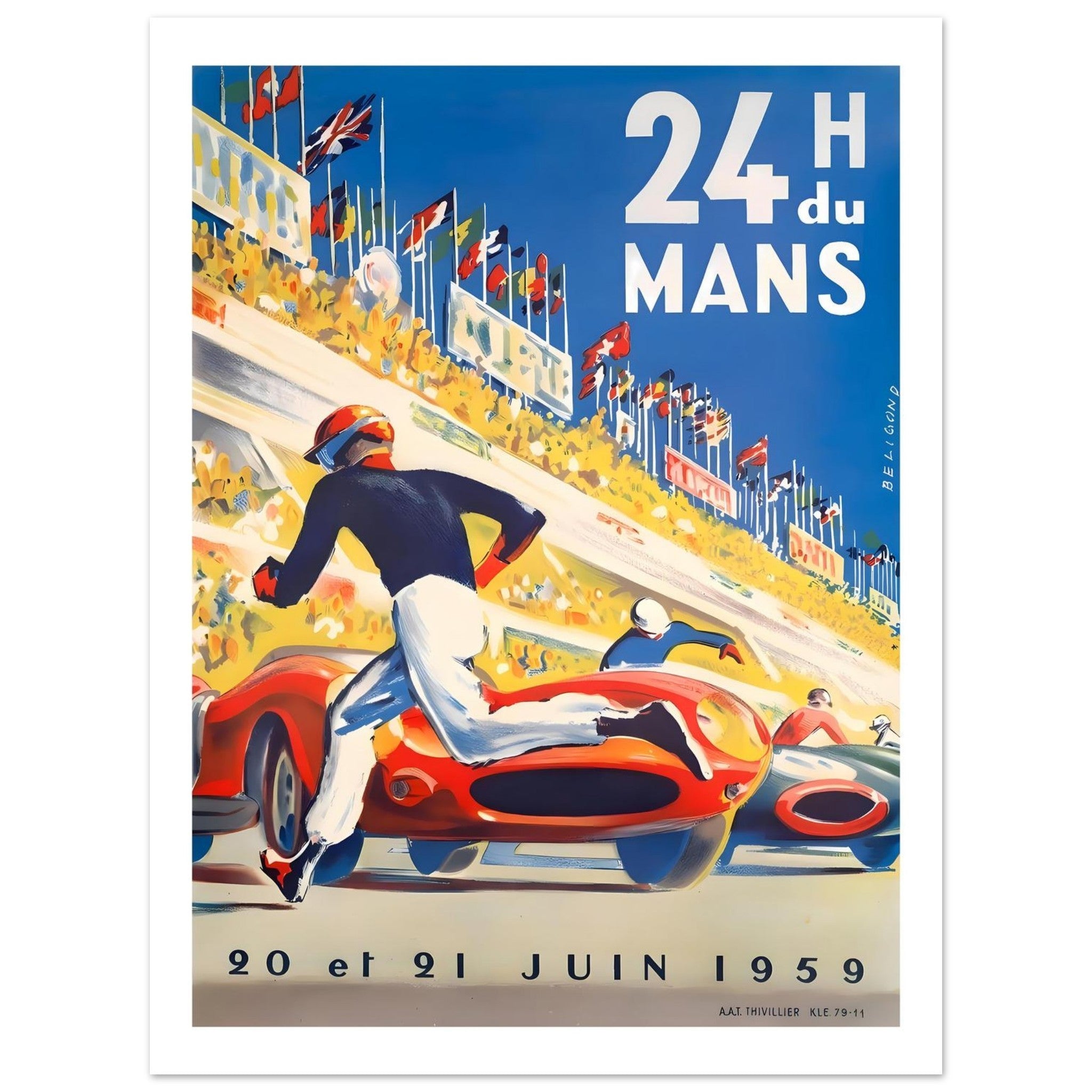 1959 24 Heures du Mans Start Line Sprint Poster - Transit Art
