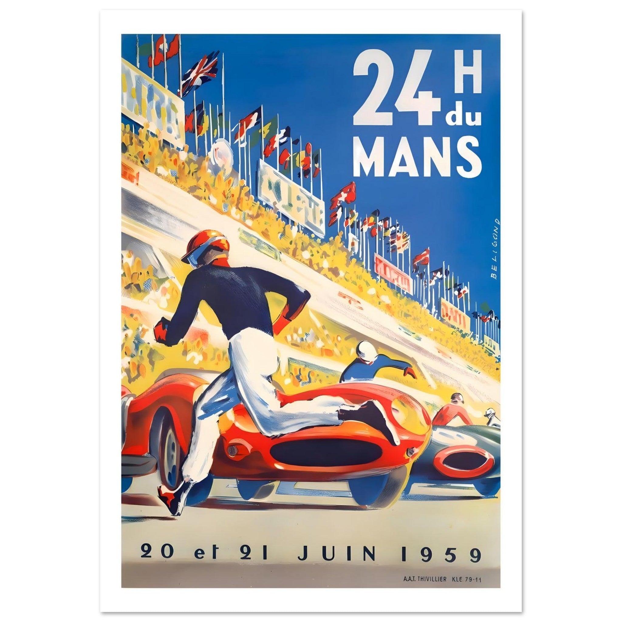 1959 24 Heures du Mans Start Line Sprint Poster - Transit Art