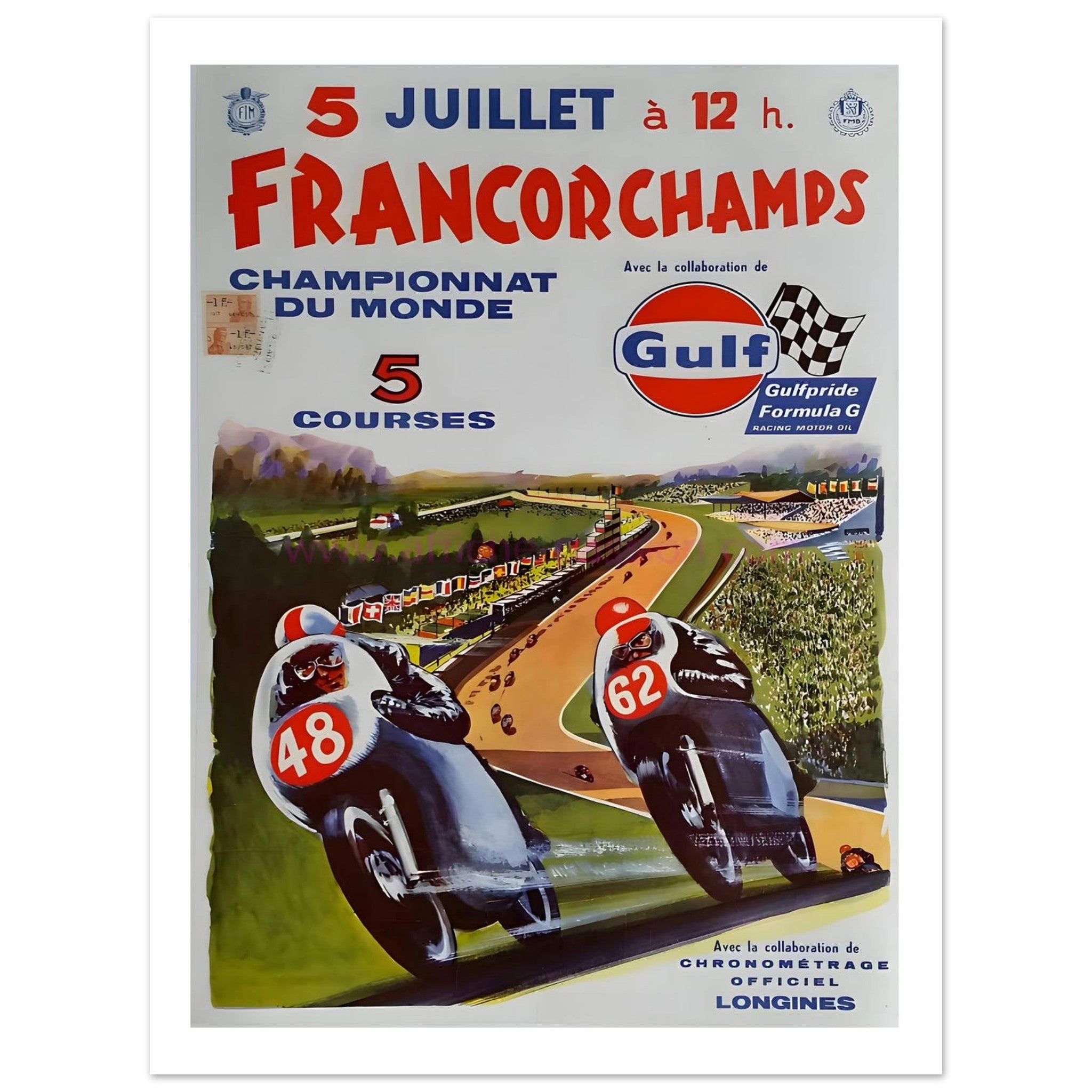 1959 Francorchamps Motorcycle World Championship Poster - Transit Art