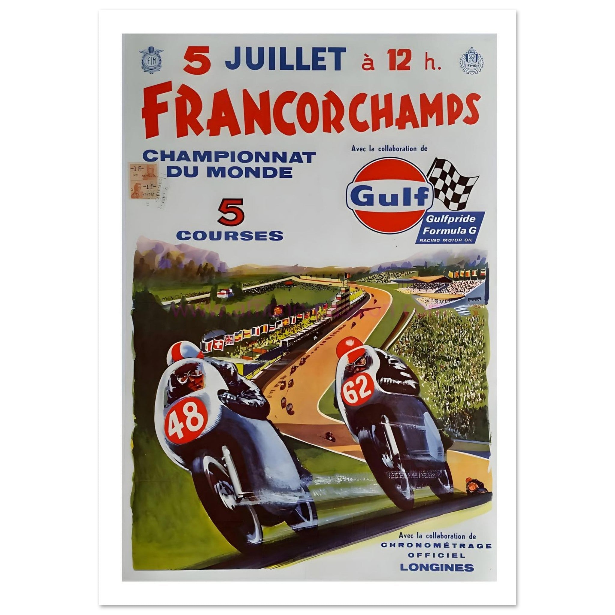 1959 Francorchamps Motorcycle World Championship Poster - Transit Art