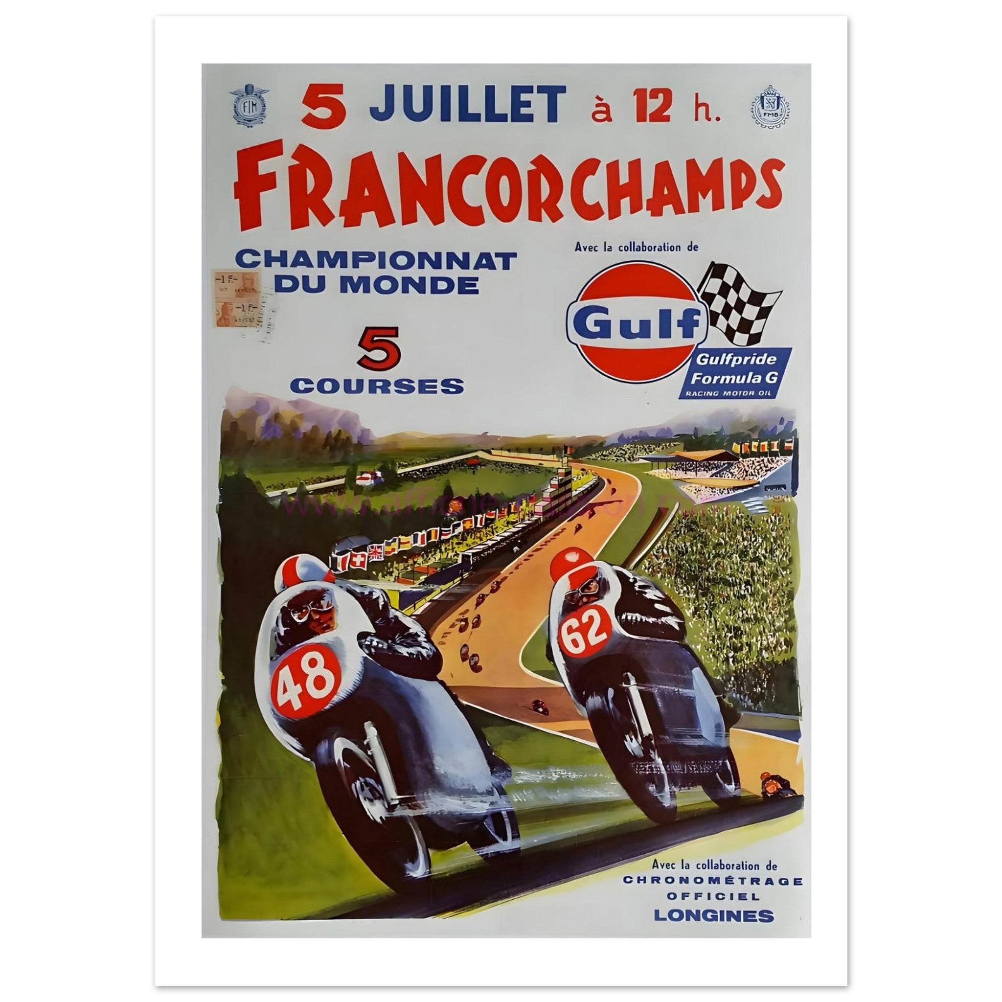 1959 Francorchamps Motorcycle World Championship Poster - Transit Art