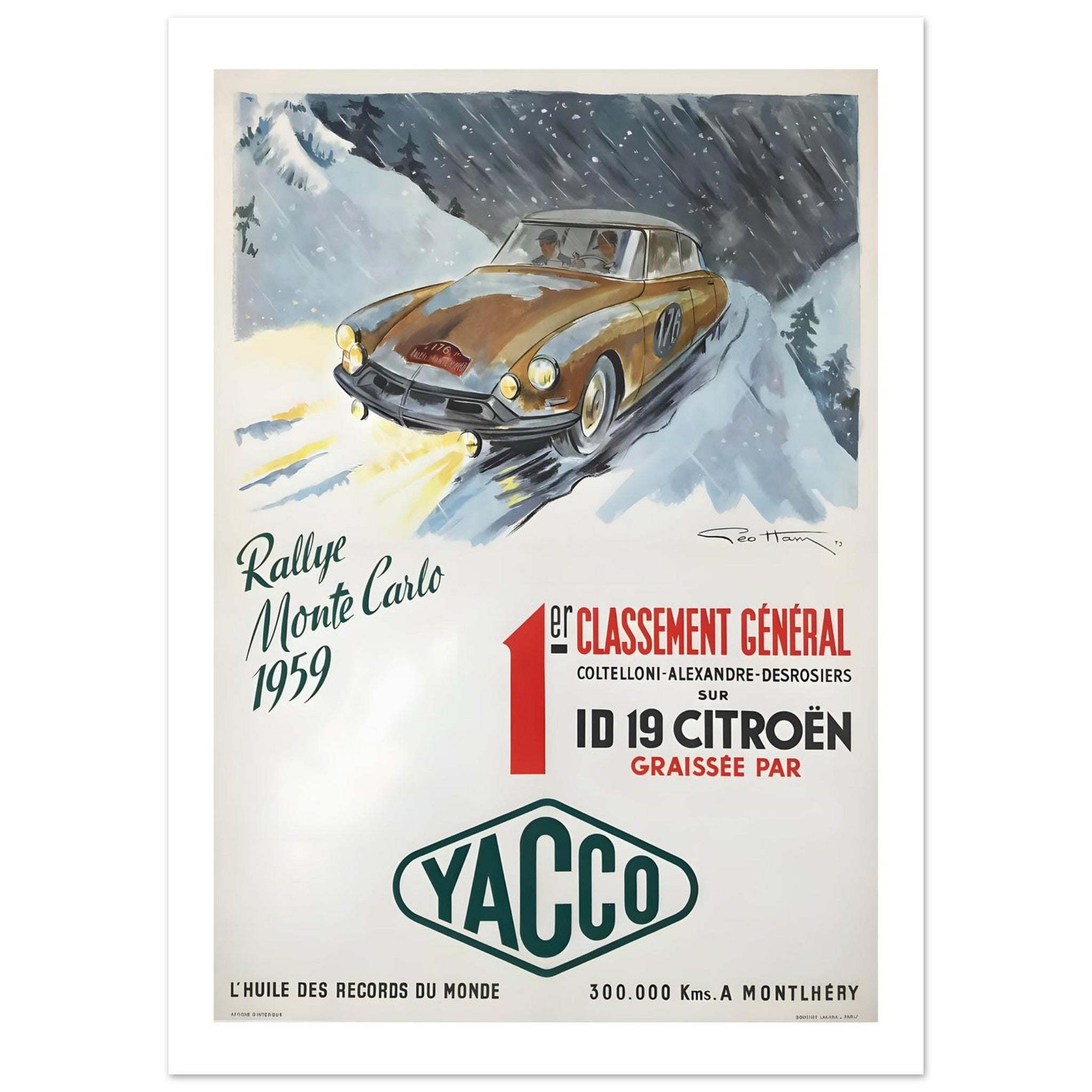 1959 Rallye Monte Carlo Citroën DS Yacco Poster - Transit Art