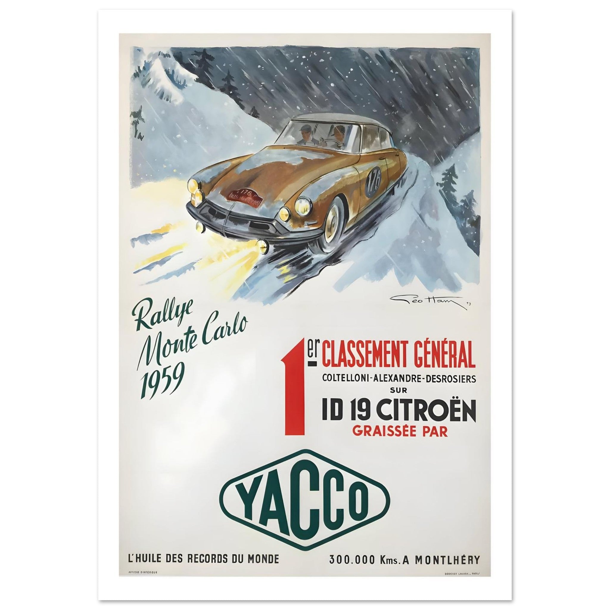 1959 Rallye Monte Carlo Citroën DS Yacco Poster - Transit Art