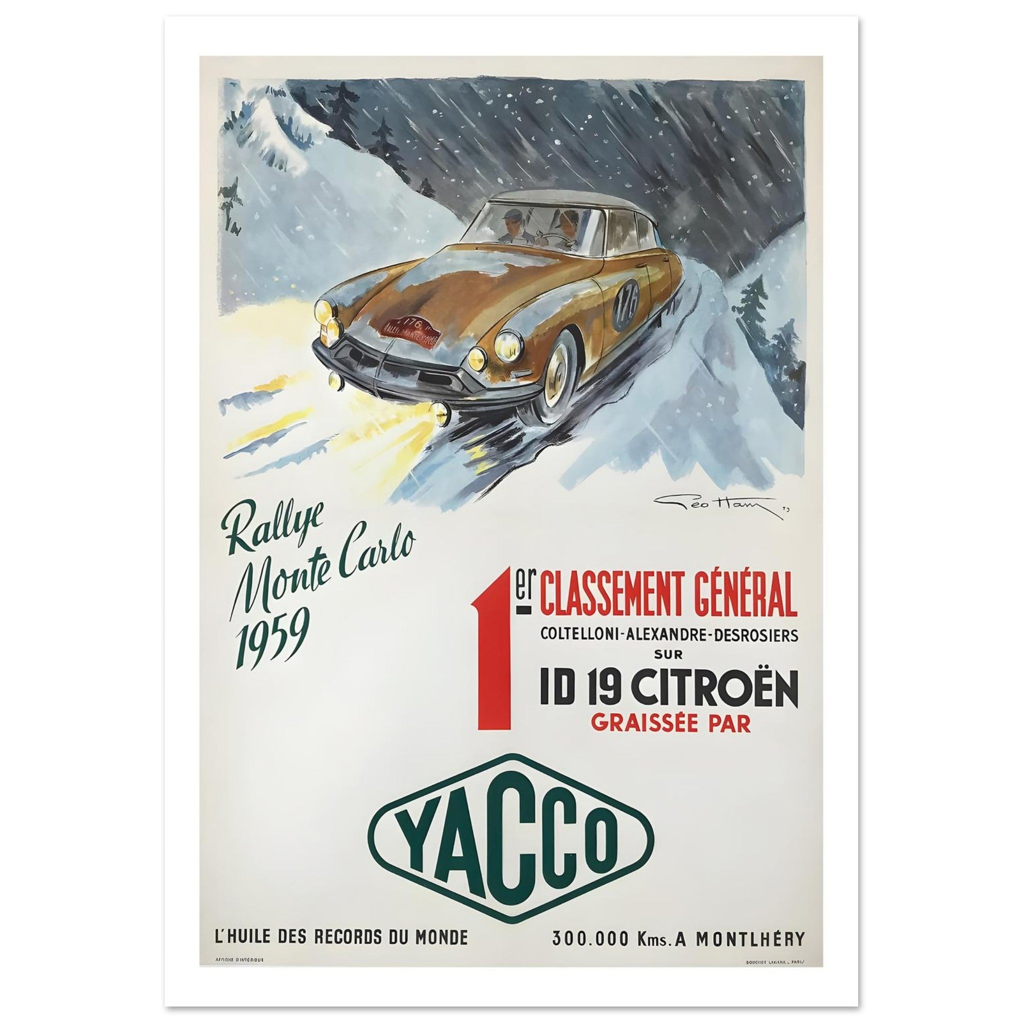 1959 Rallye Monte Carlo Yacco Citroën Victory Poster - Transit Art