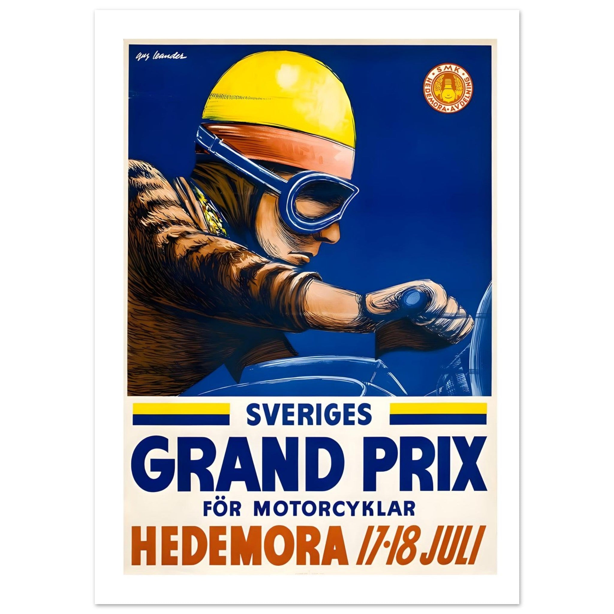 1959 Sweden Grand Prix Motorcycle Race Poster - Transit Art