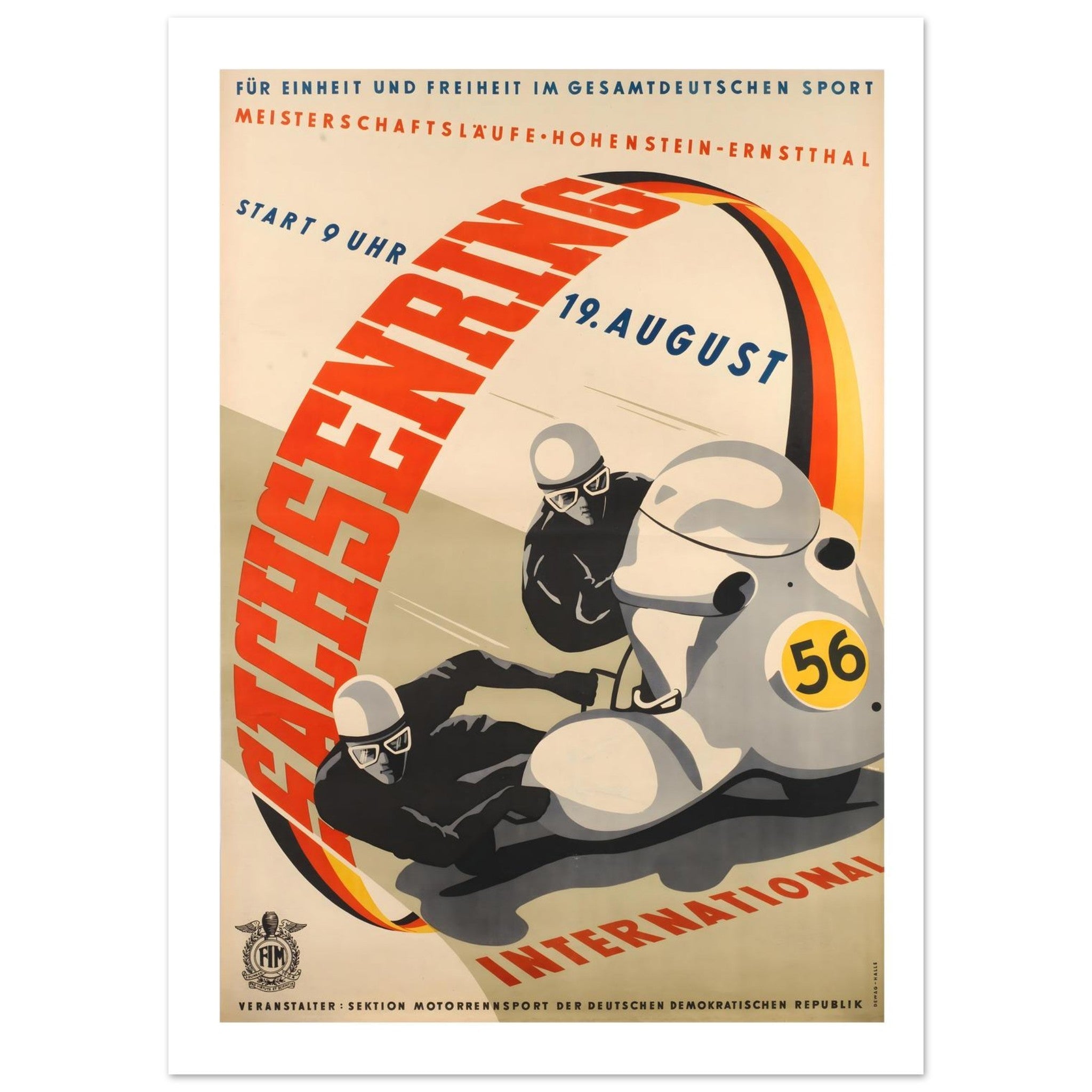 1960 Sachsenring International Motorcycle Race Poster - Transit Art