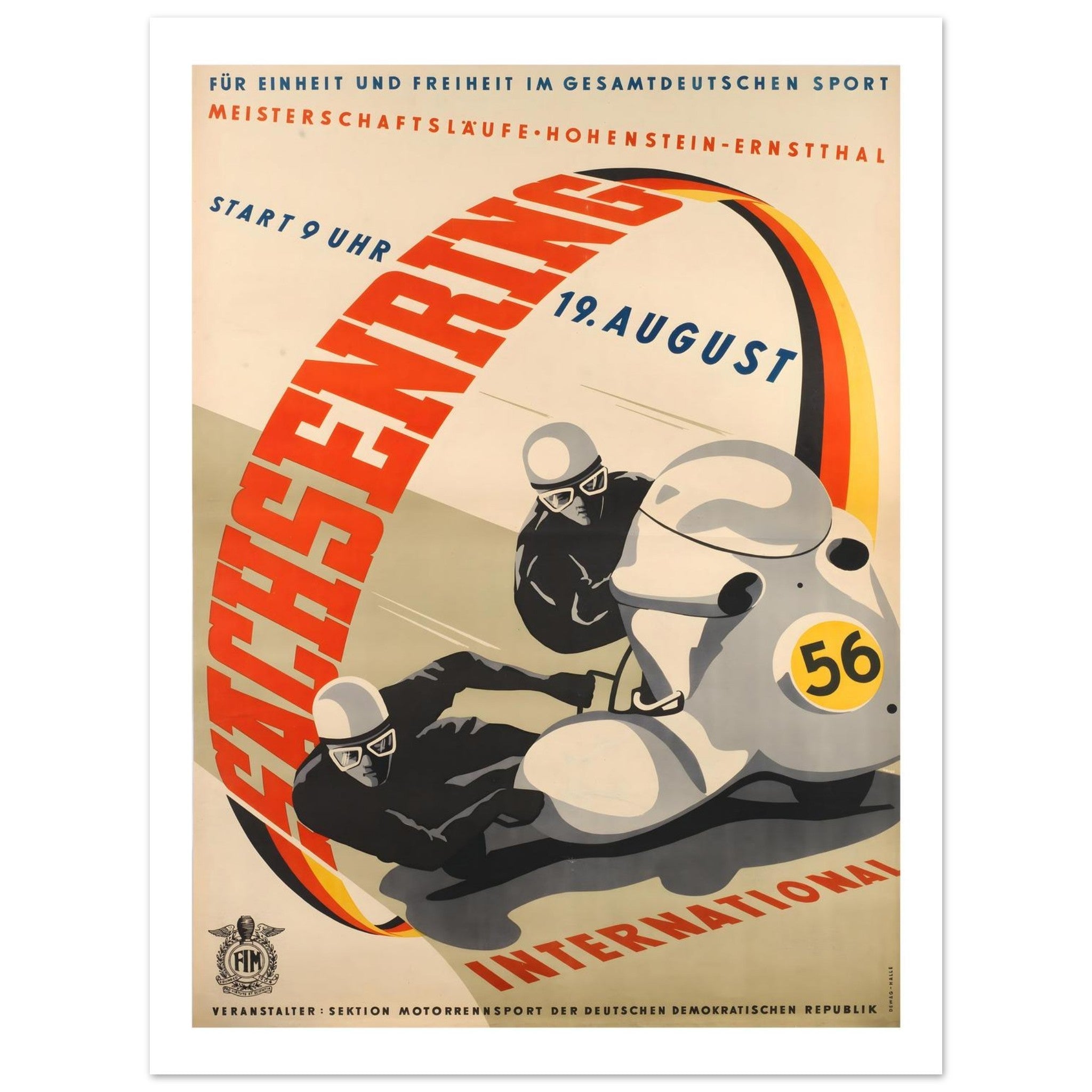 1960 Sachsenring International Motorcycle Race Poster - Transit Art