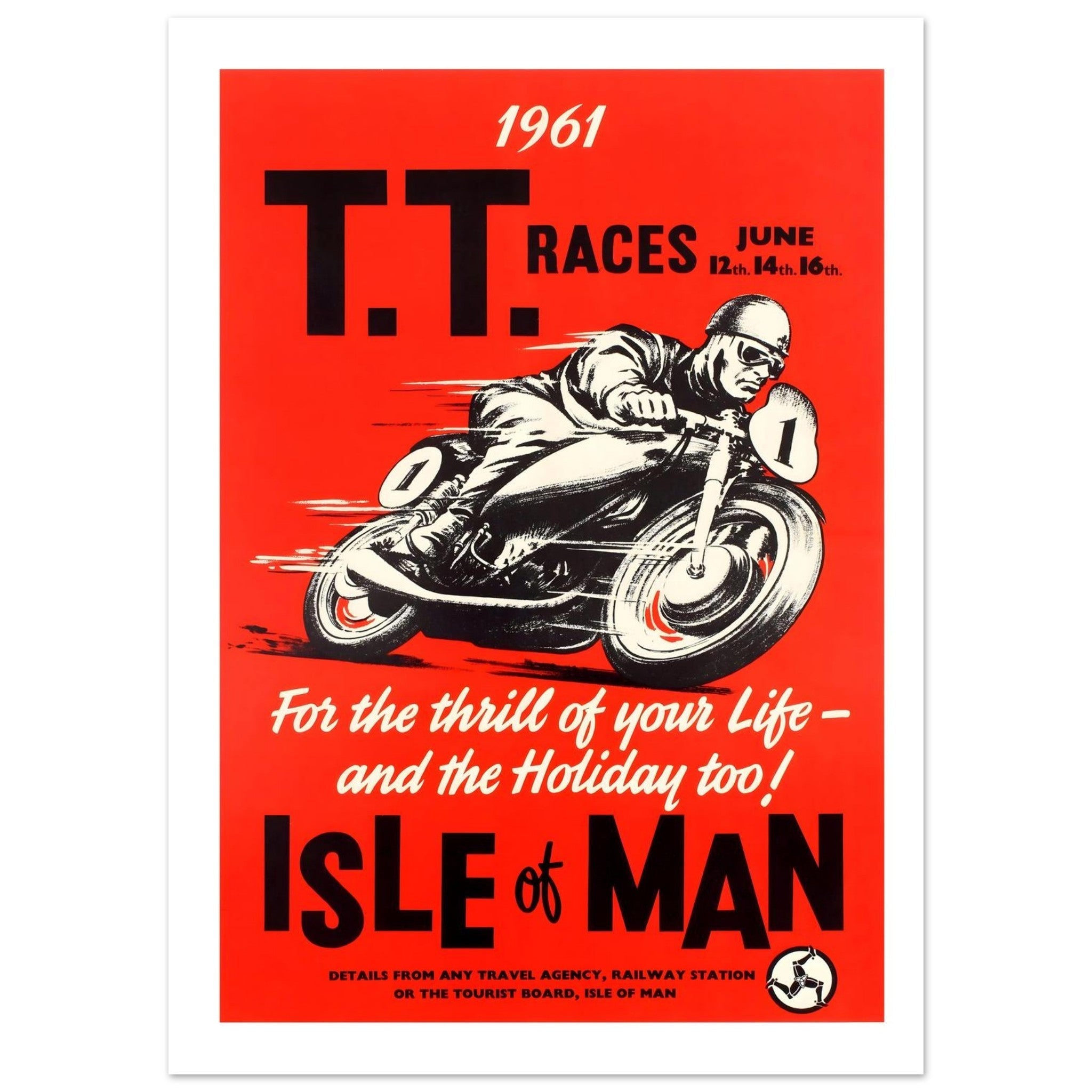 1961 Isle of Man TT Motorcycle Races Poster - Transit Art