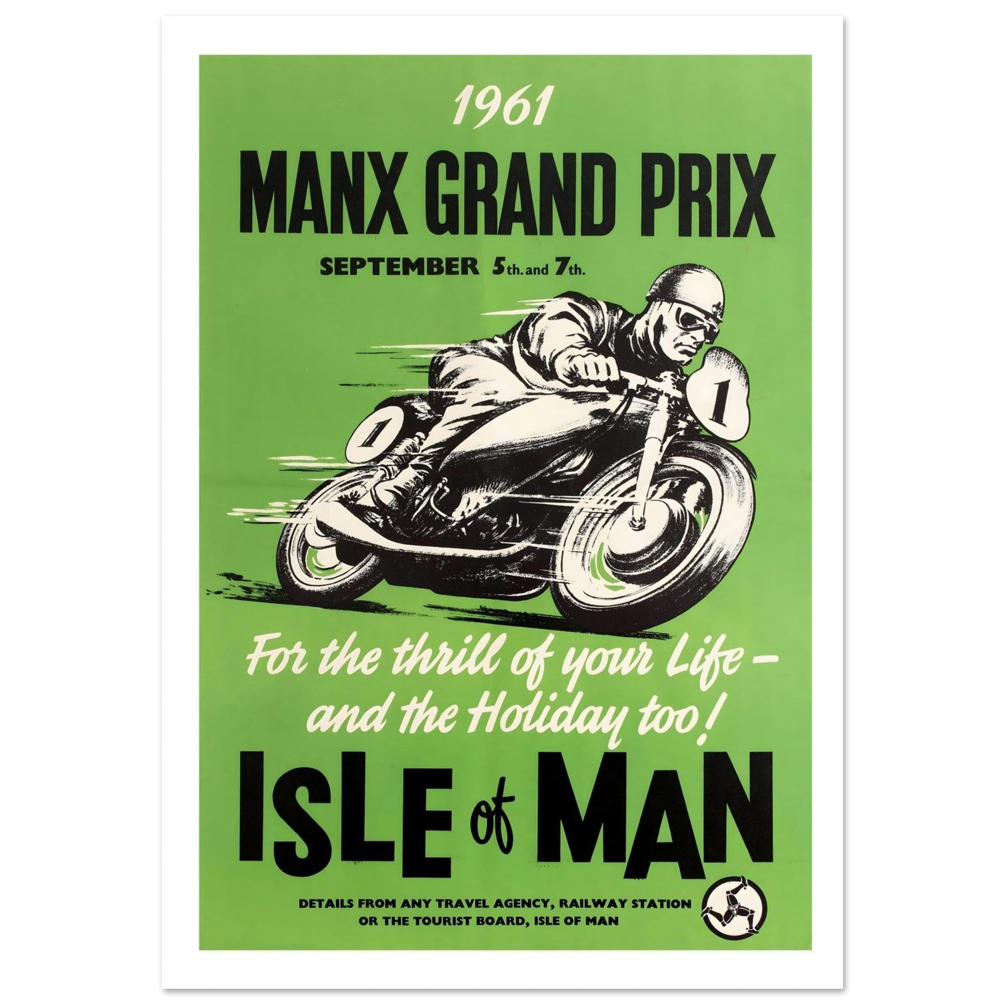 1961 Manx Grand Prix Isle of Man Poster - Transit Art