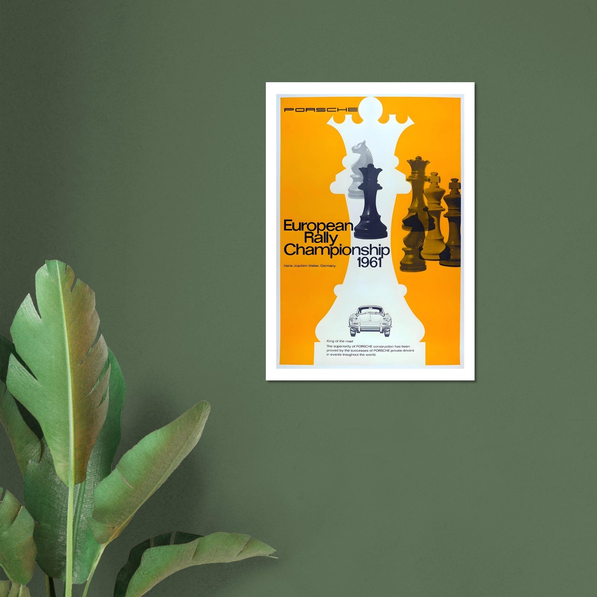 1961 Porsche European Rally Championship Chess Poster - Transit Art