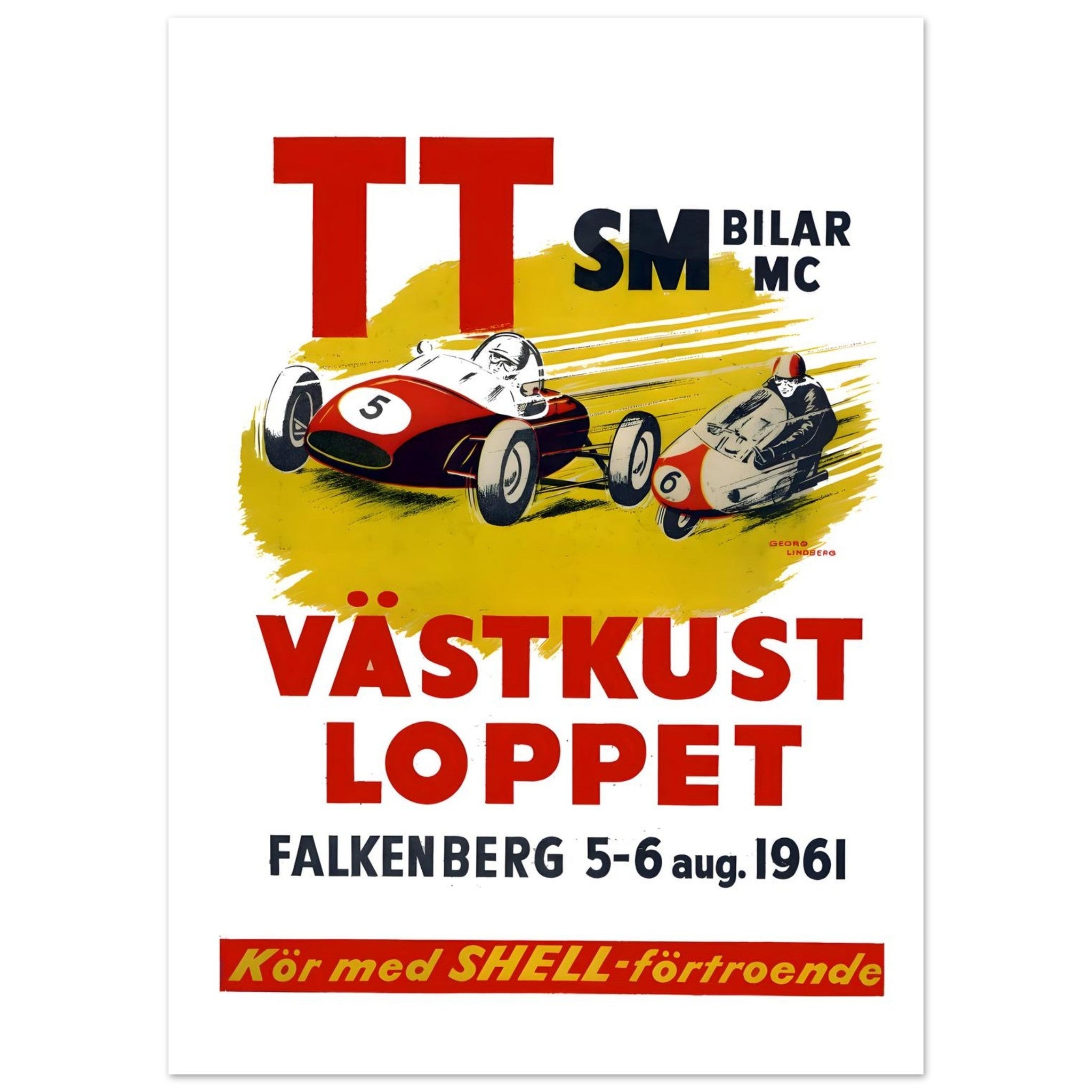 1961 Västkustloppet Racing Poster: Speed and Shell Reliability - Transit Art