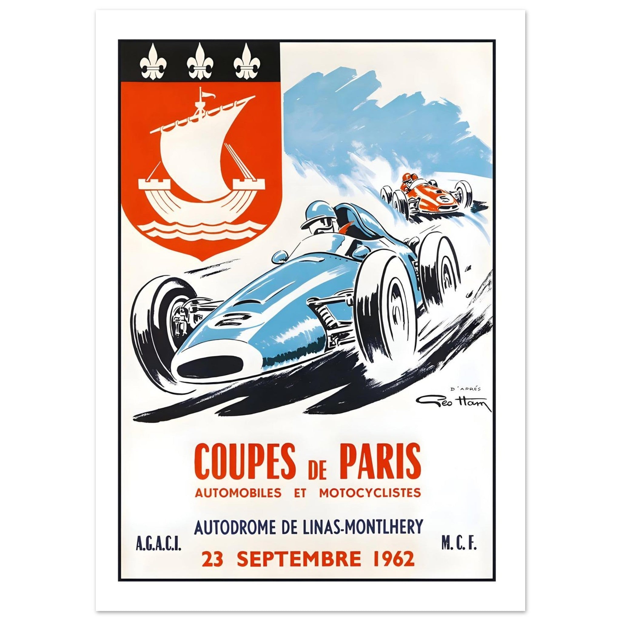 1962 Coupes de Paris Linas - Montlhéry Poster - Transit Art