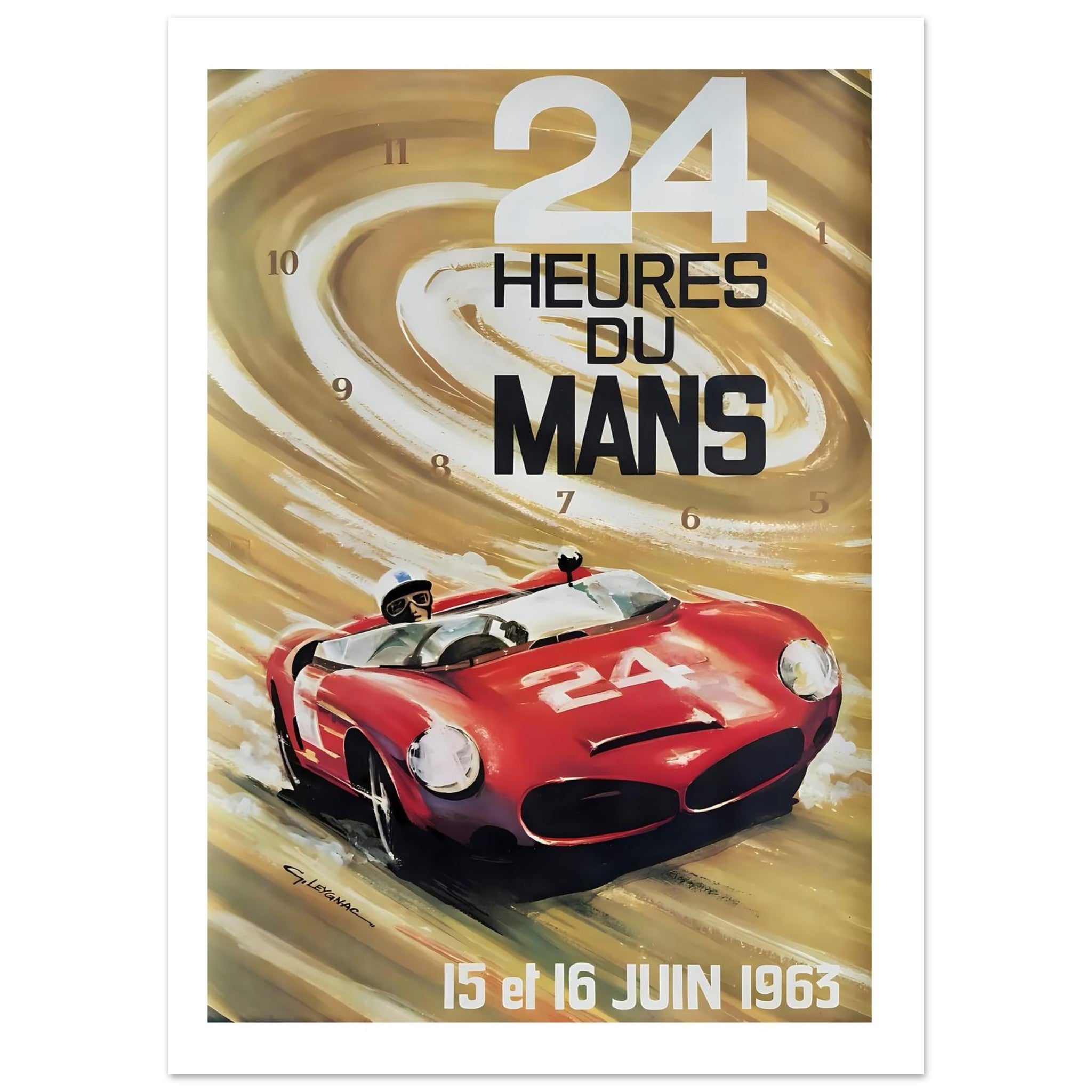 1963 24 Heures du Mans Swirling Speed Poster - Transit Art