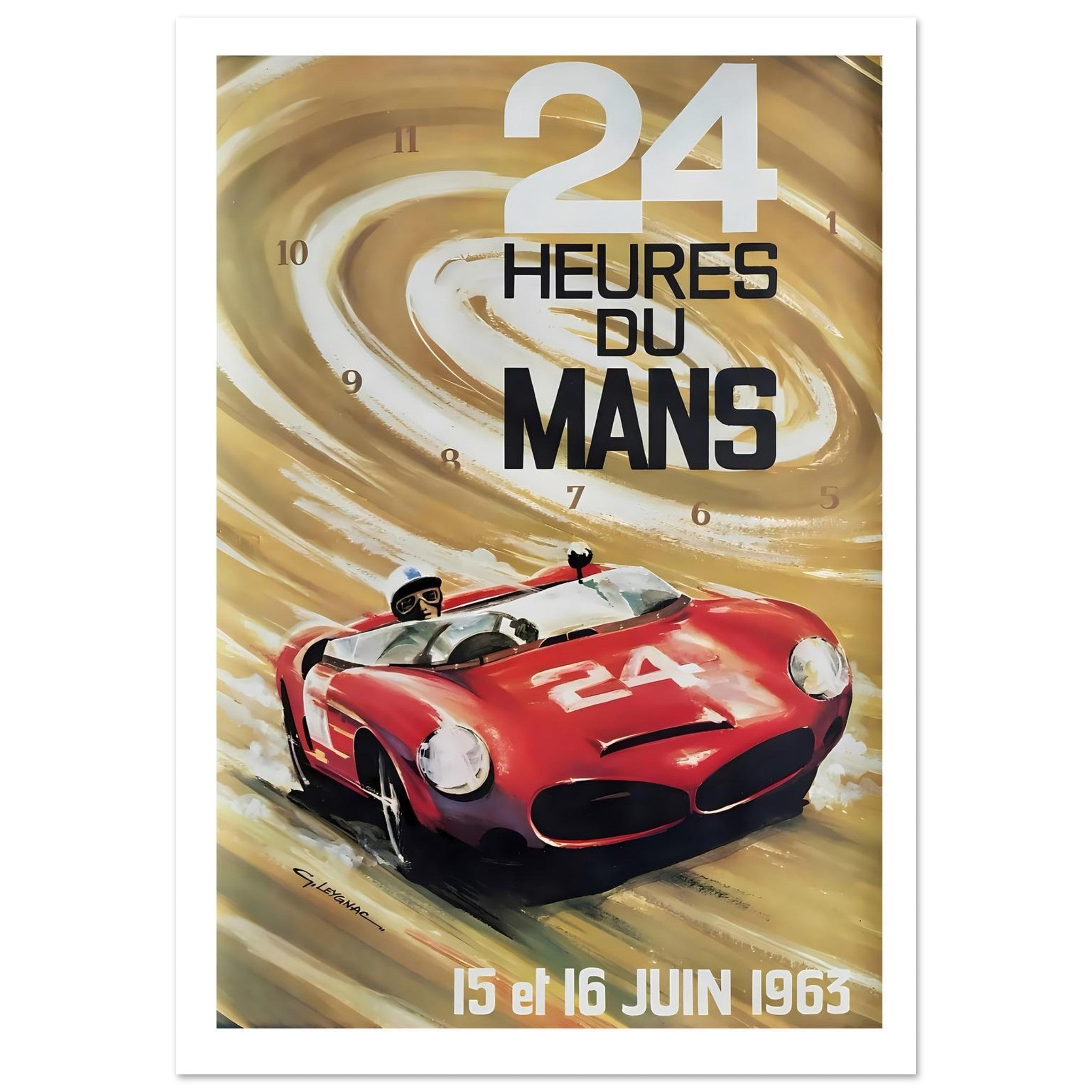 1963 24 Heures du Mans Swirling Speed Poster - Transit Art