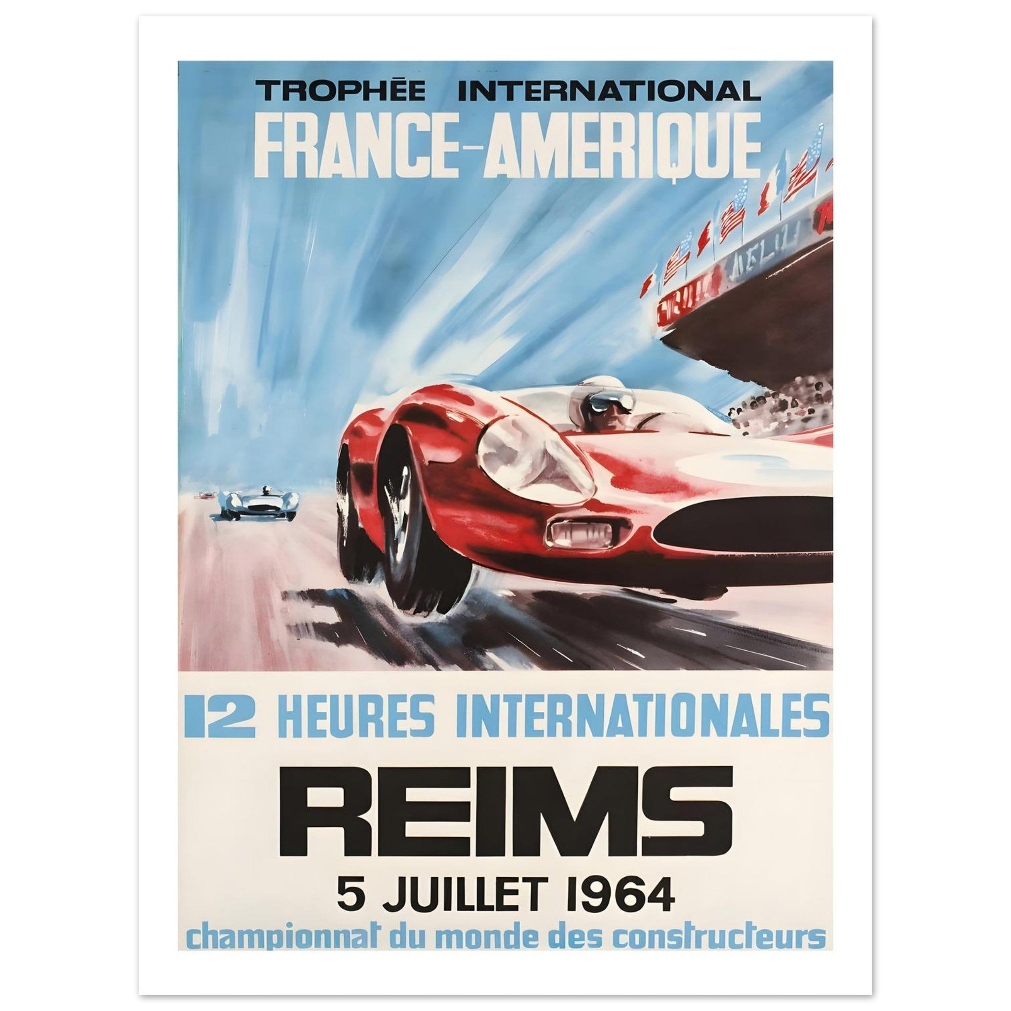1964 Reims 12 Heures Internationales France - Amérique Poster - Transit Art