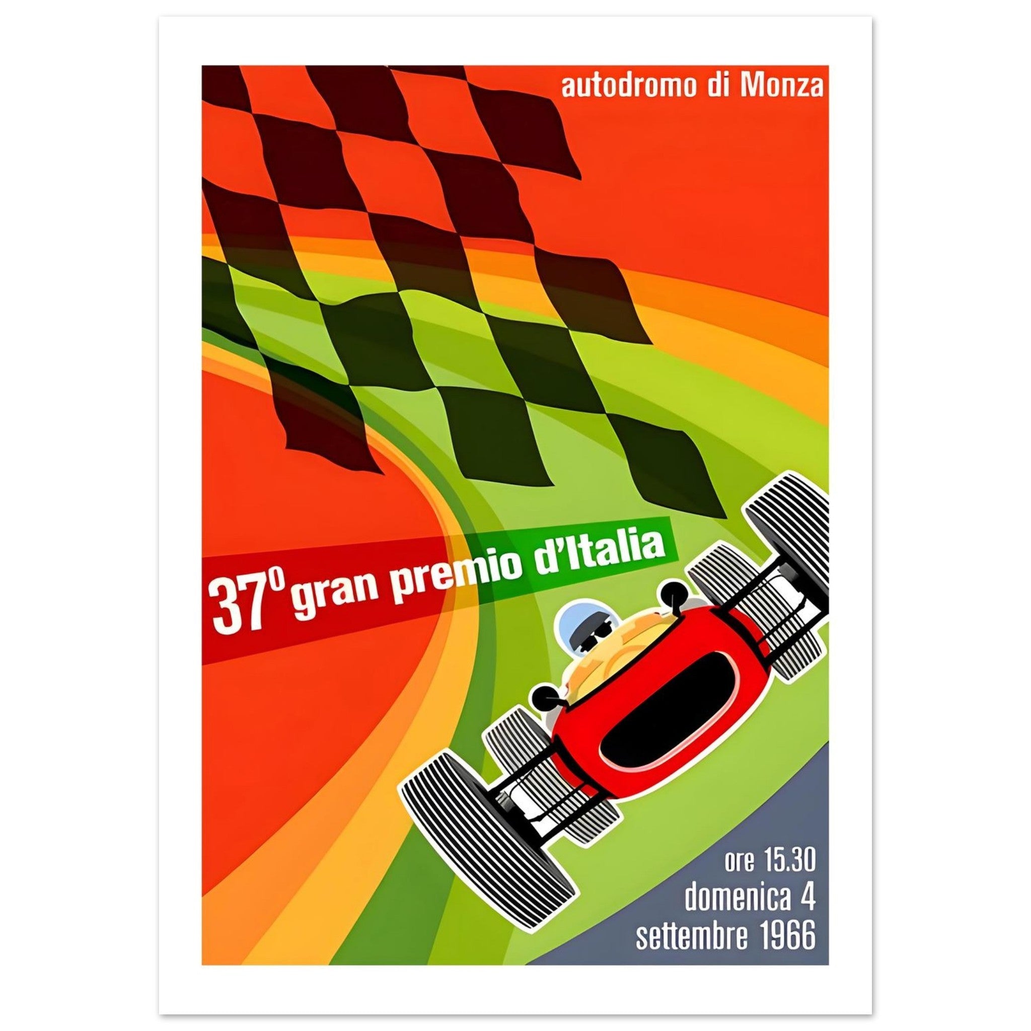 1966 37° Gran Premio d’Italia Monza Poster - Transit Art