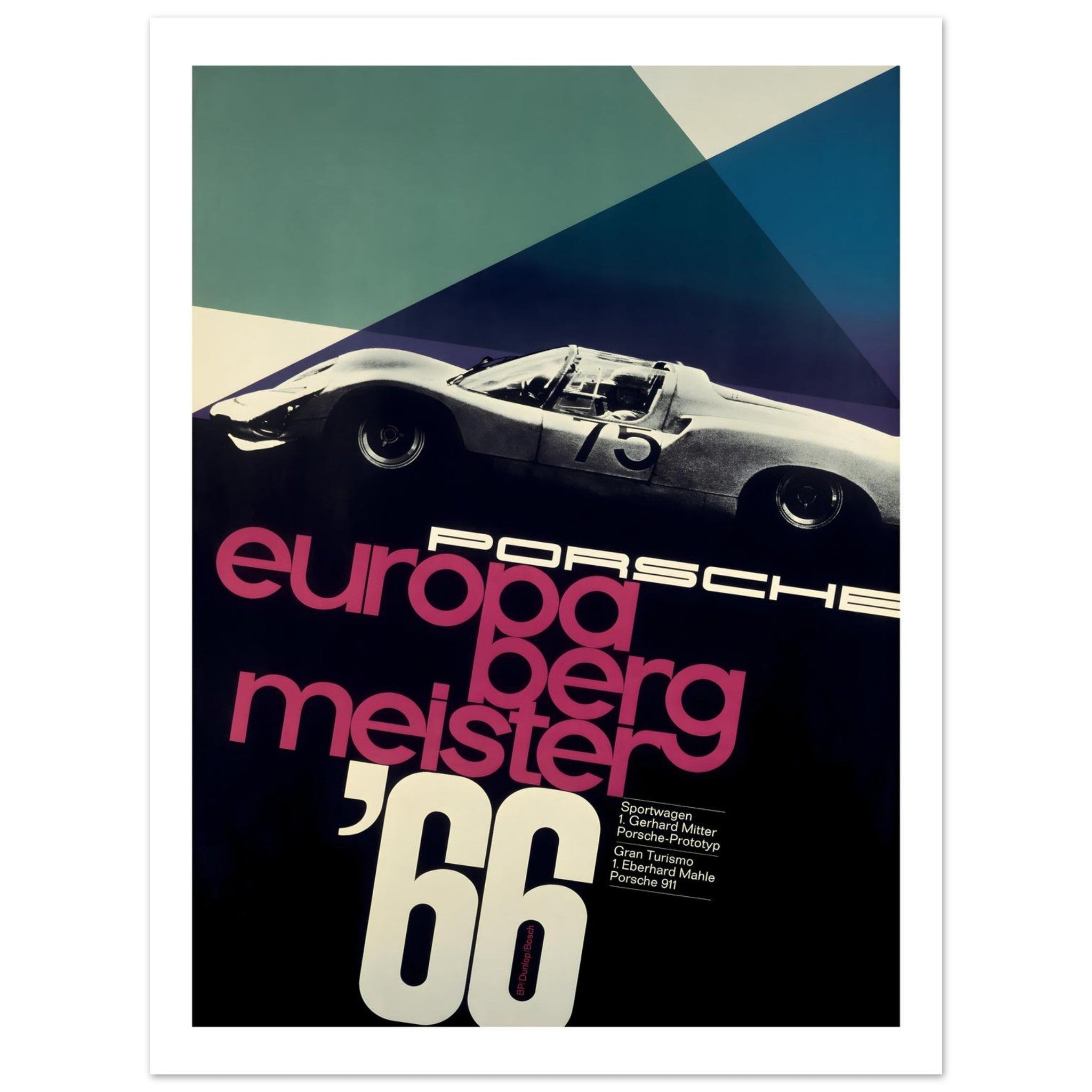 1966 Porsche Europa Bergmeister Championship Poster - Transit Art