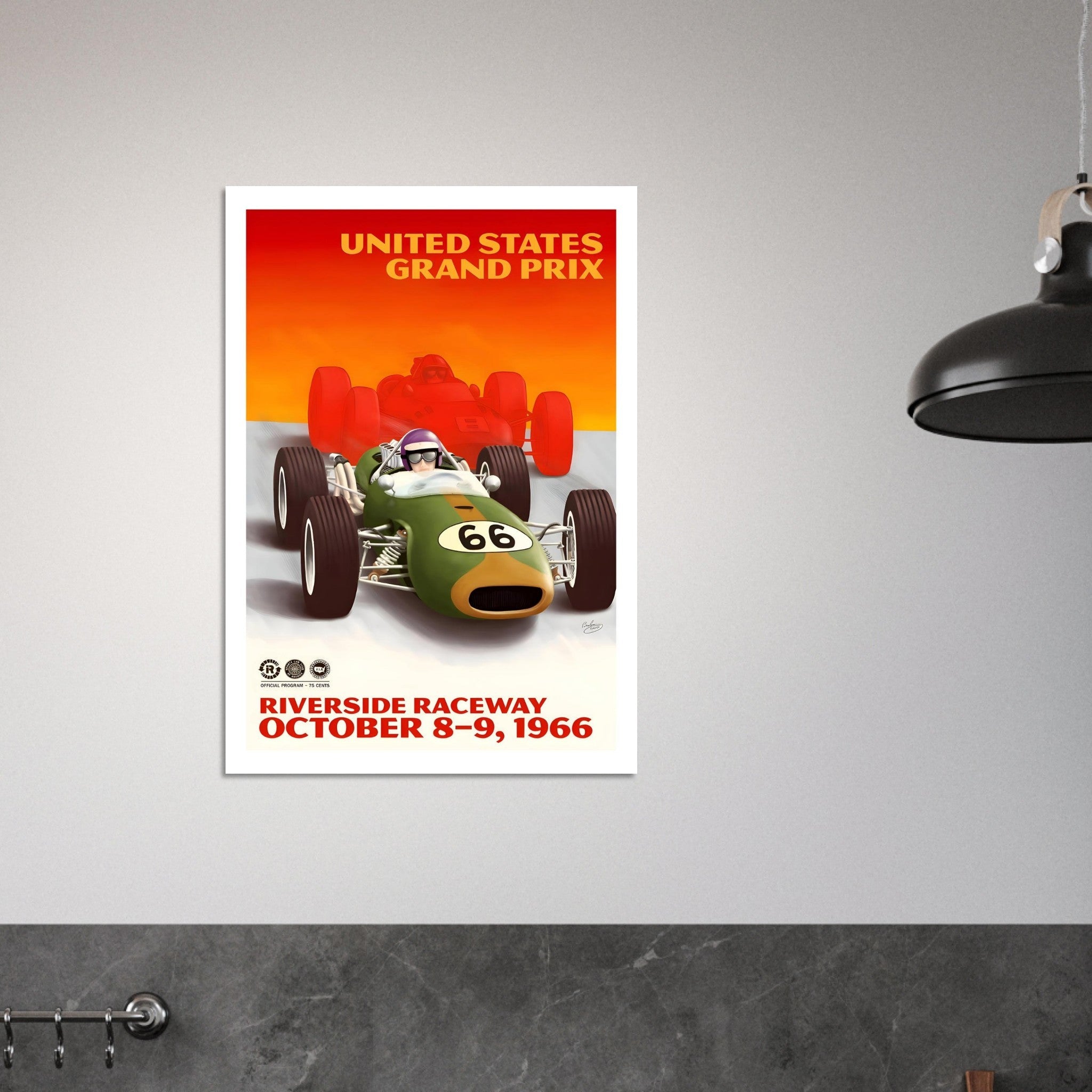 1966 United States Grand Prix Riverside Poster - Transit Art