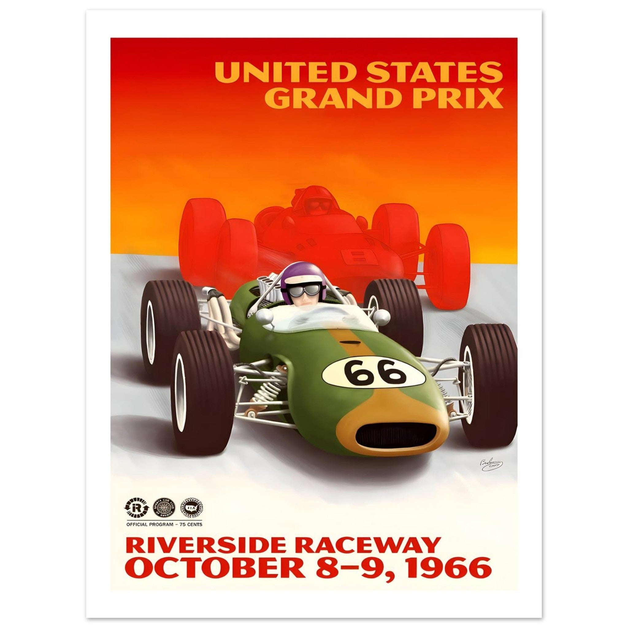 1966 United States Grand Prix Riverside Poster - Transit Art