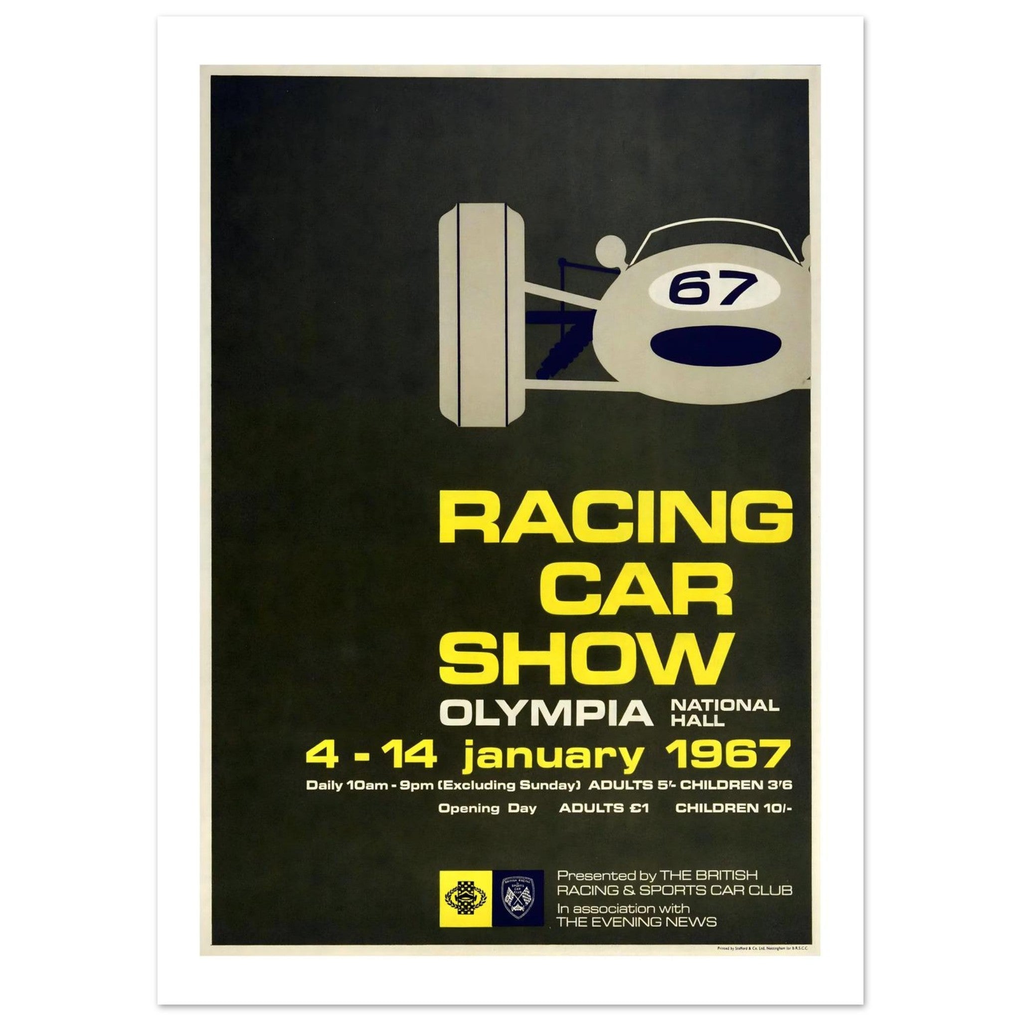 1967 Olympia Racing Car Show Poster - Transit Art
