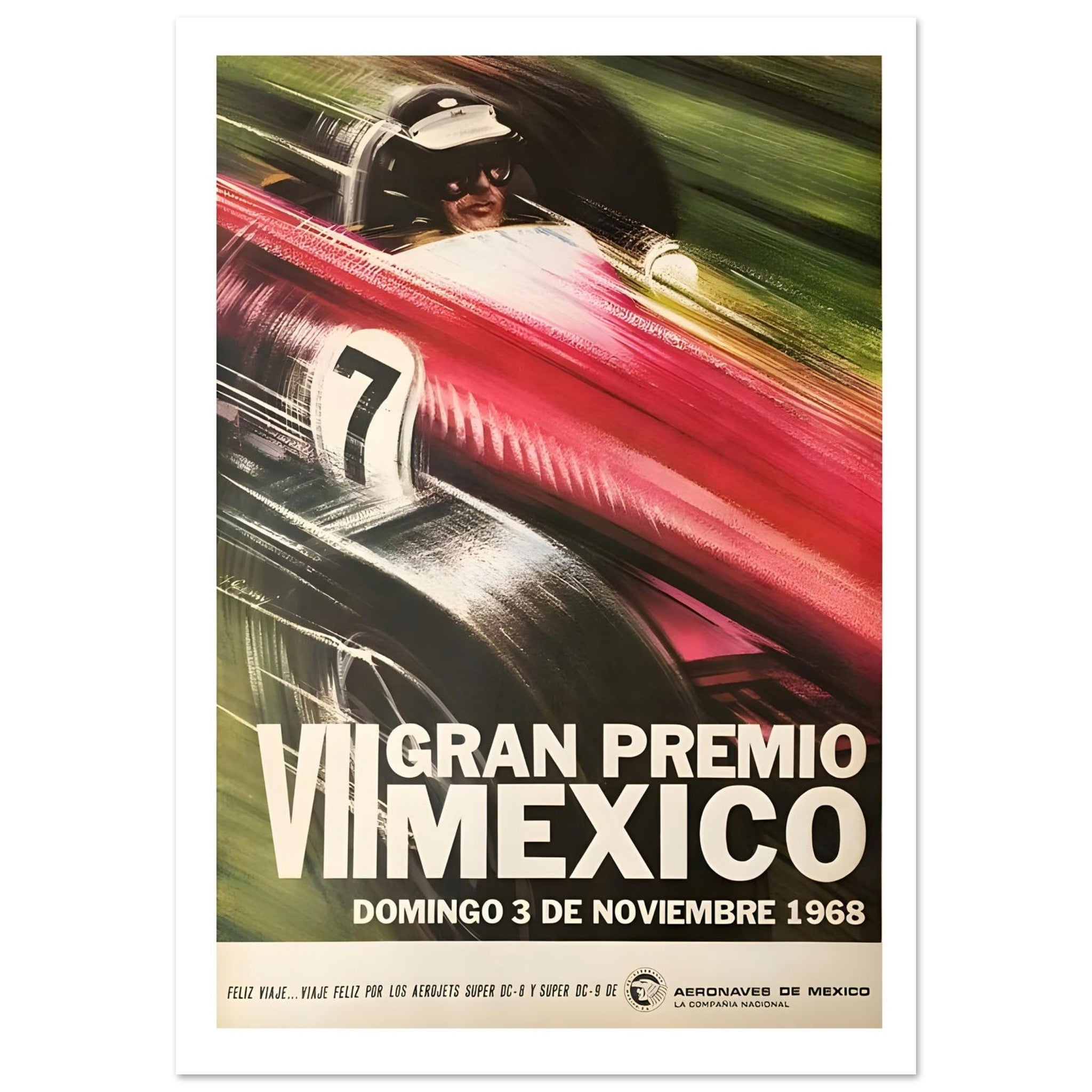 1968 Gran Premio de Mexico VII Grand Prix Poster - Transit Art