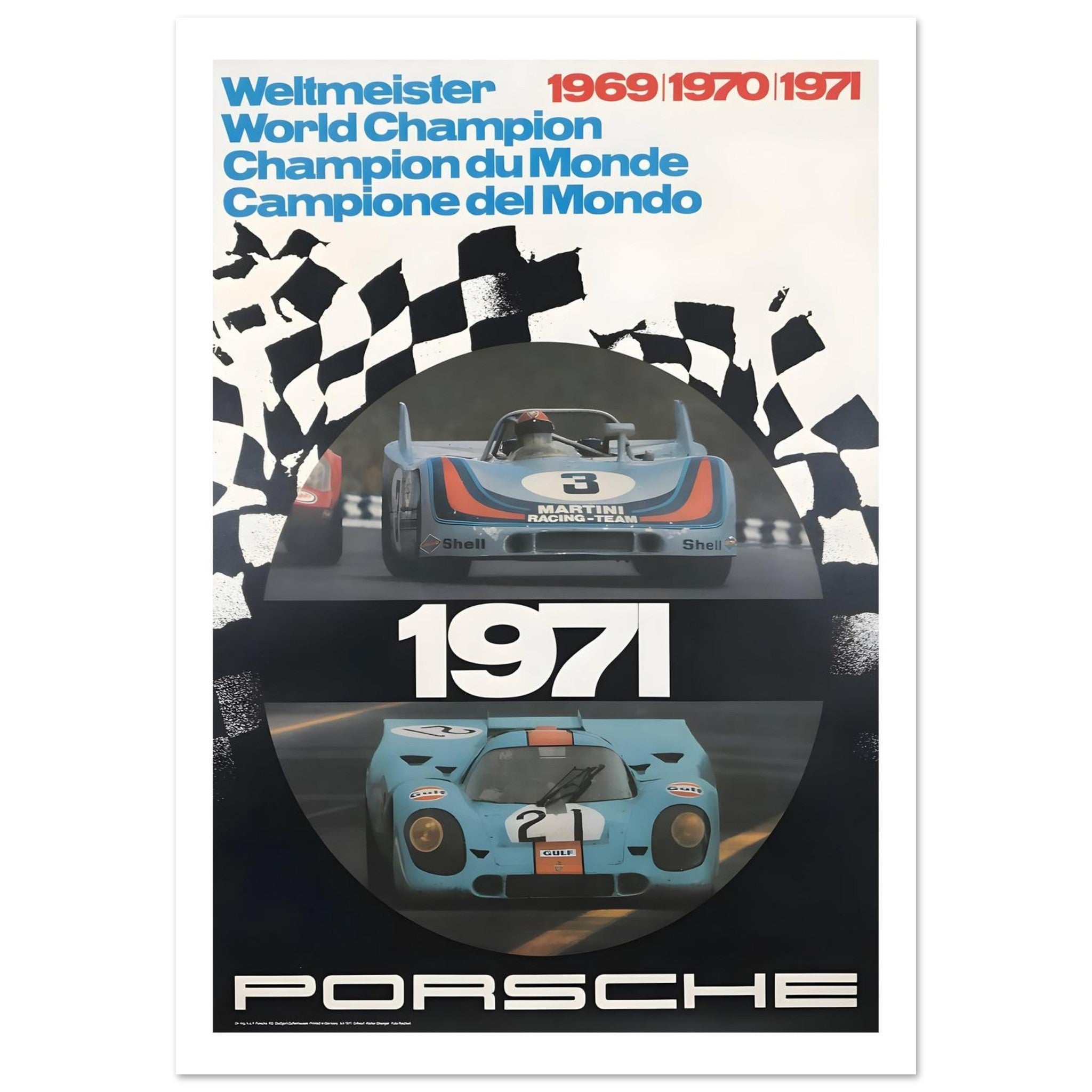 1971 Porsche World Champion Endurance Racing Poster - Transit Art