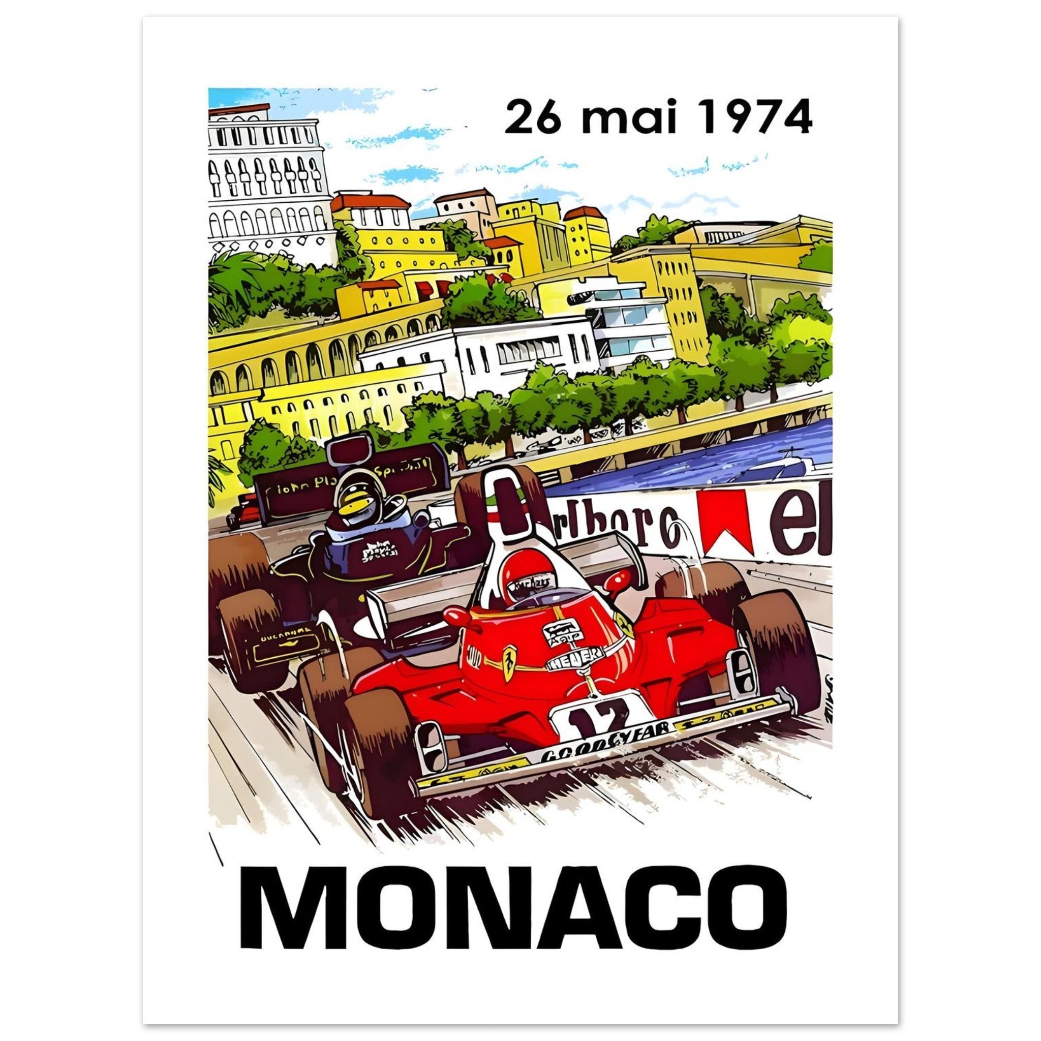 1974 Monaco Grand Prix Racing Poster - Transit Art