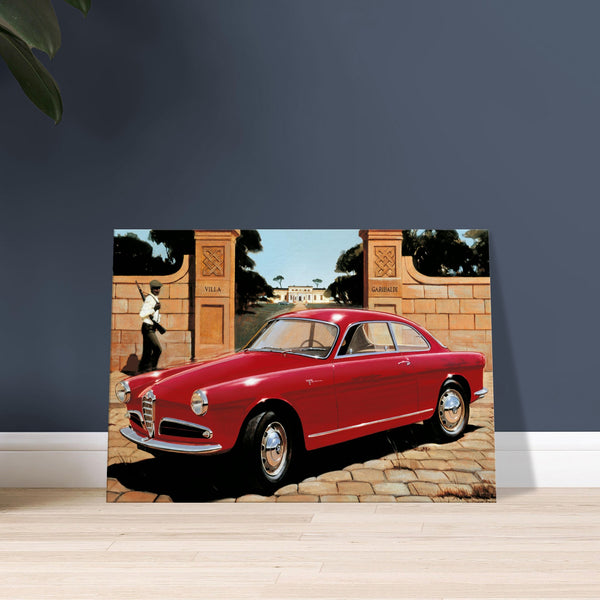 Canvas of Alfa Romeo 1900 parked outside a mansion in Sicily, Italy