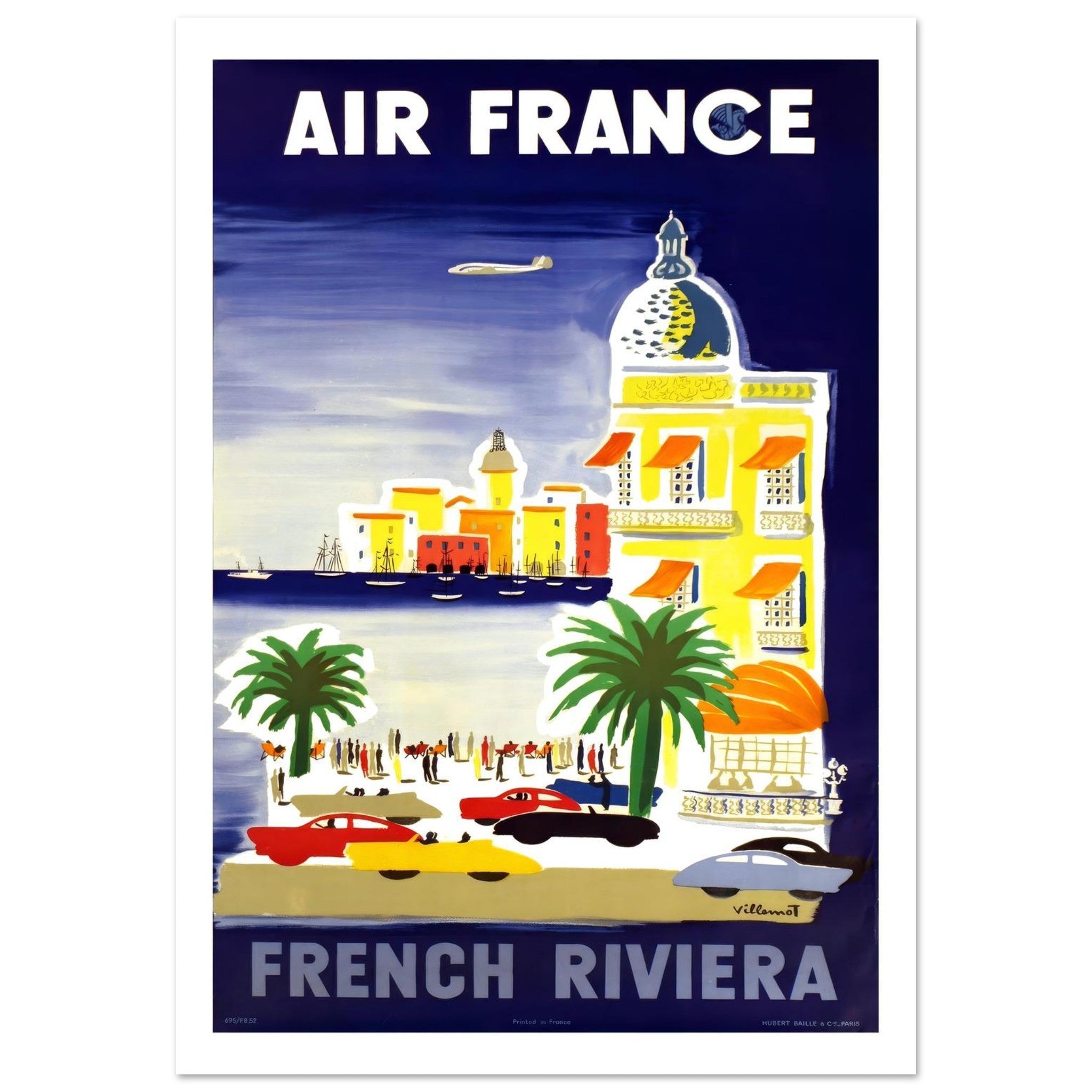 Air France French Riviera Bernard Villemot Scenic Poster - Transit Art