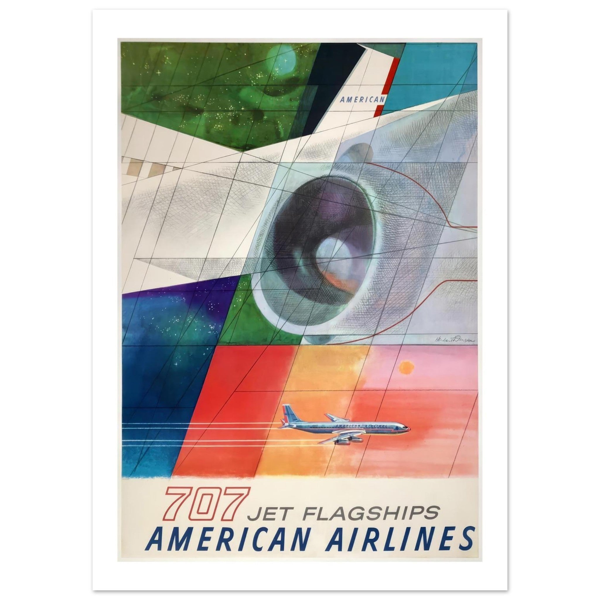 American Airlines 707 Jet Flagships Poster - Transit Art