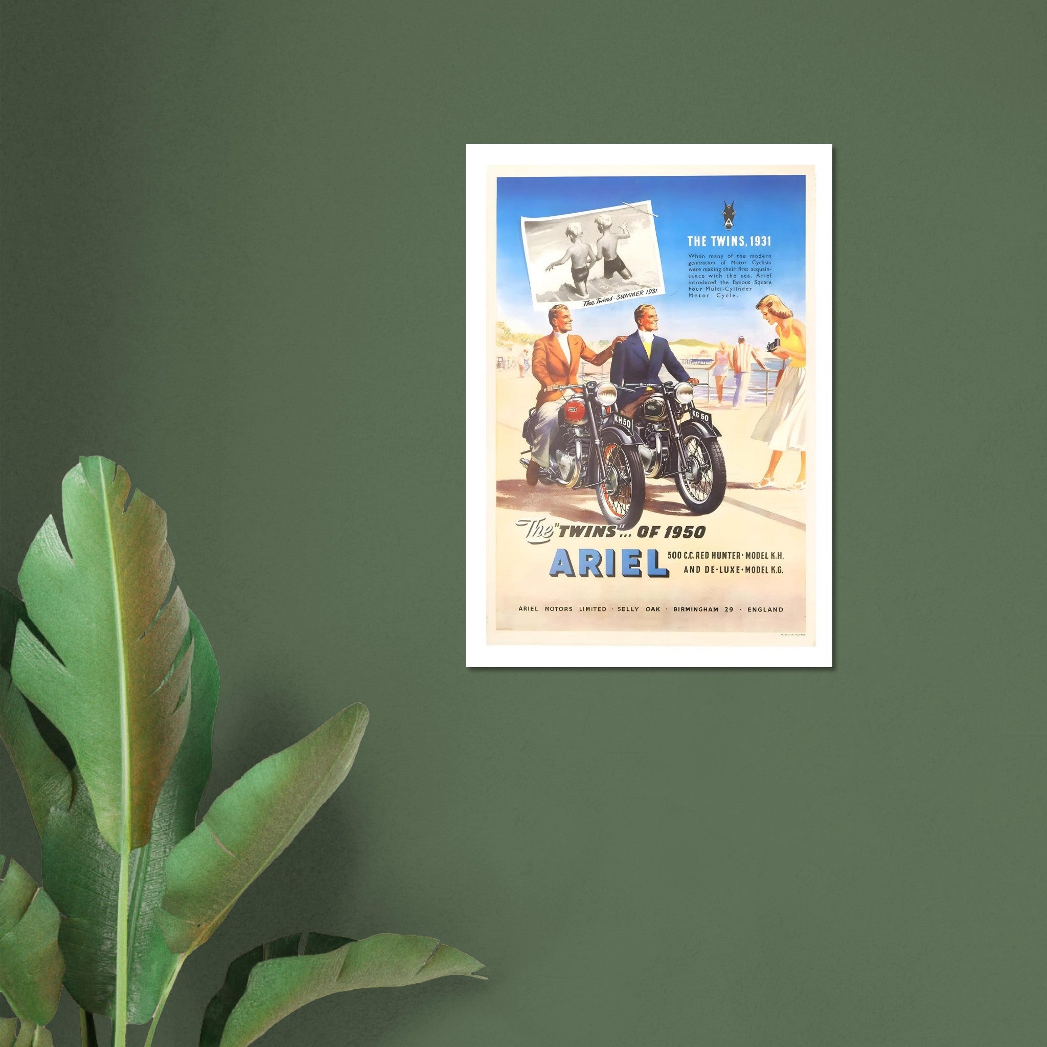 Ariel 1950 Twins Motorcycle Advertisement Poster - Transit Art