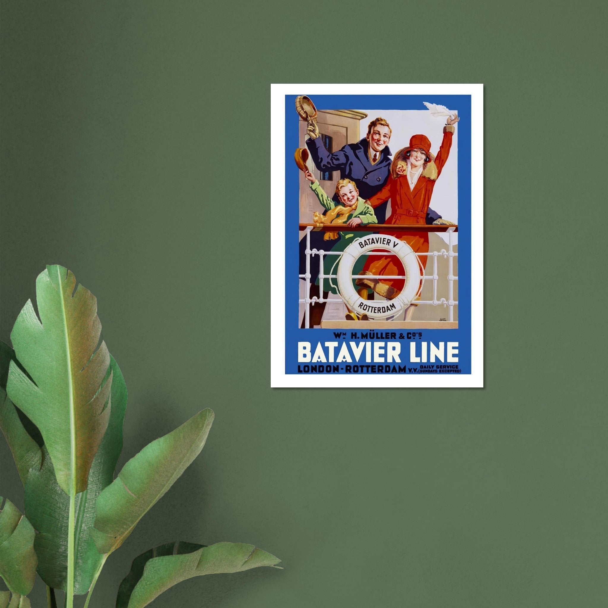 Batavier Line Travel Poster: London to Rotterdam - Transit Art