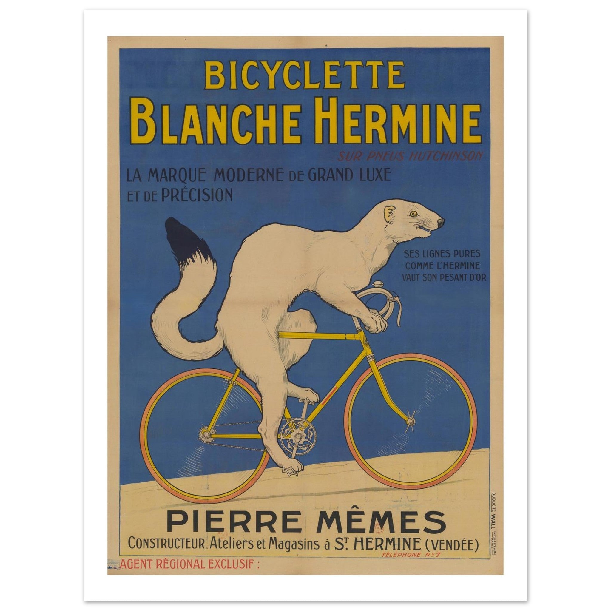 Blanche Hermine Luxury French Bicycle Poster - Transit Art
