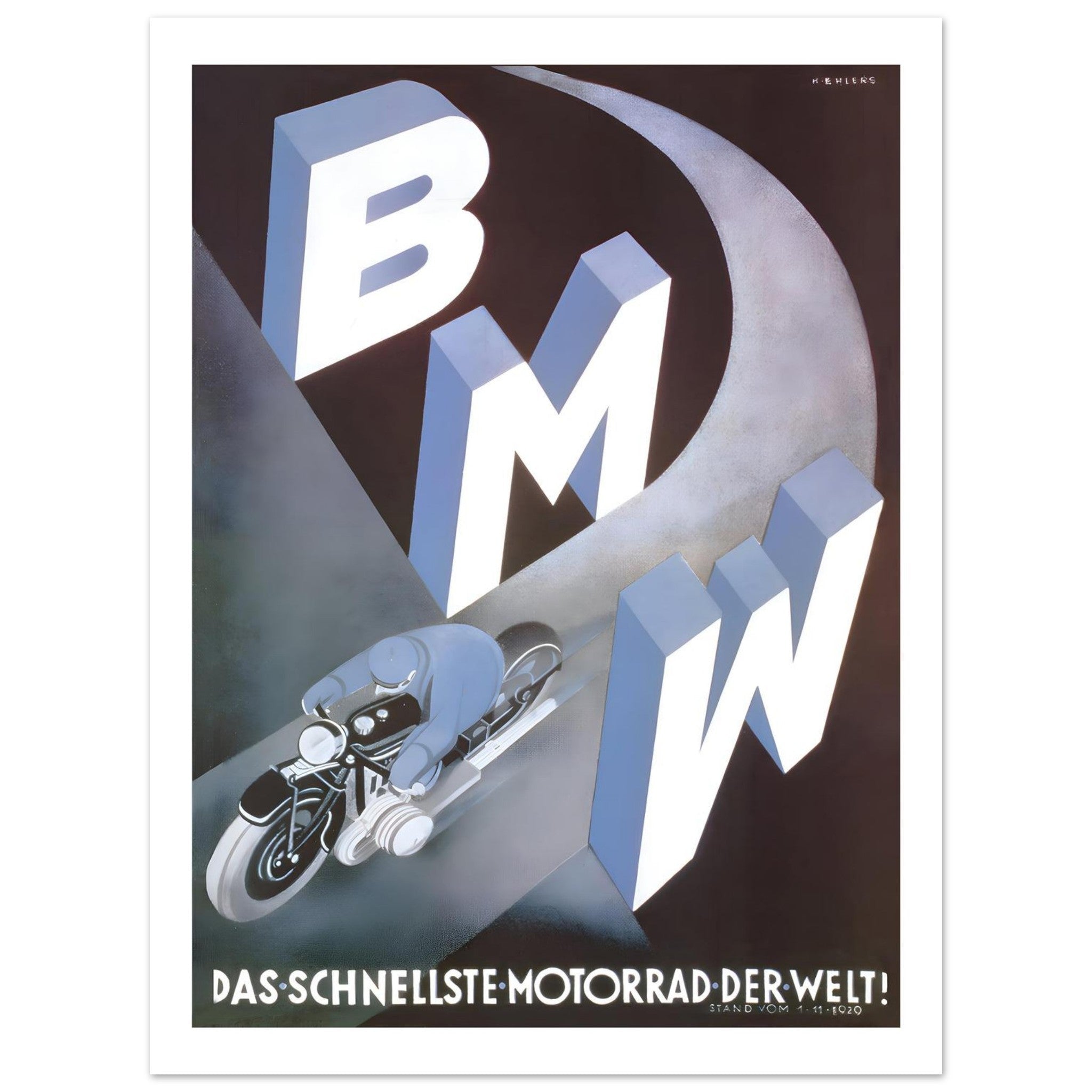 BMW Fastest Motorcycle Advertisement Poster - Transit Art