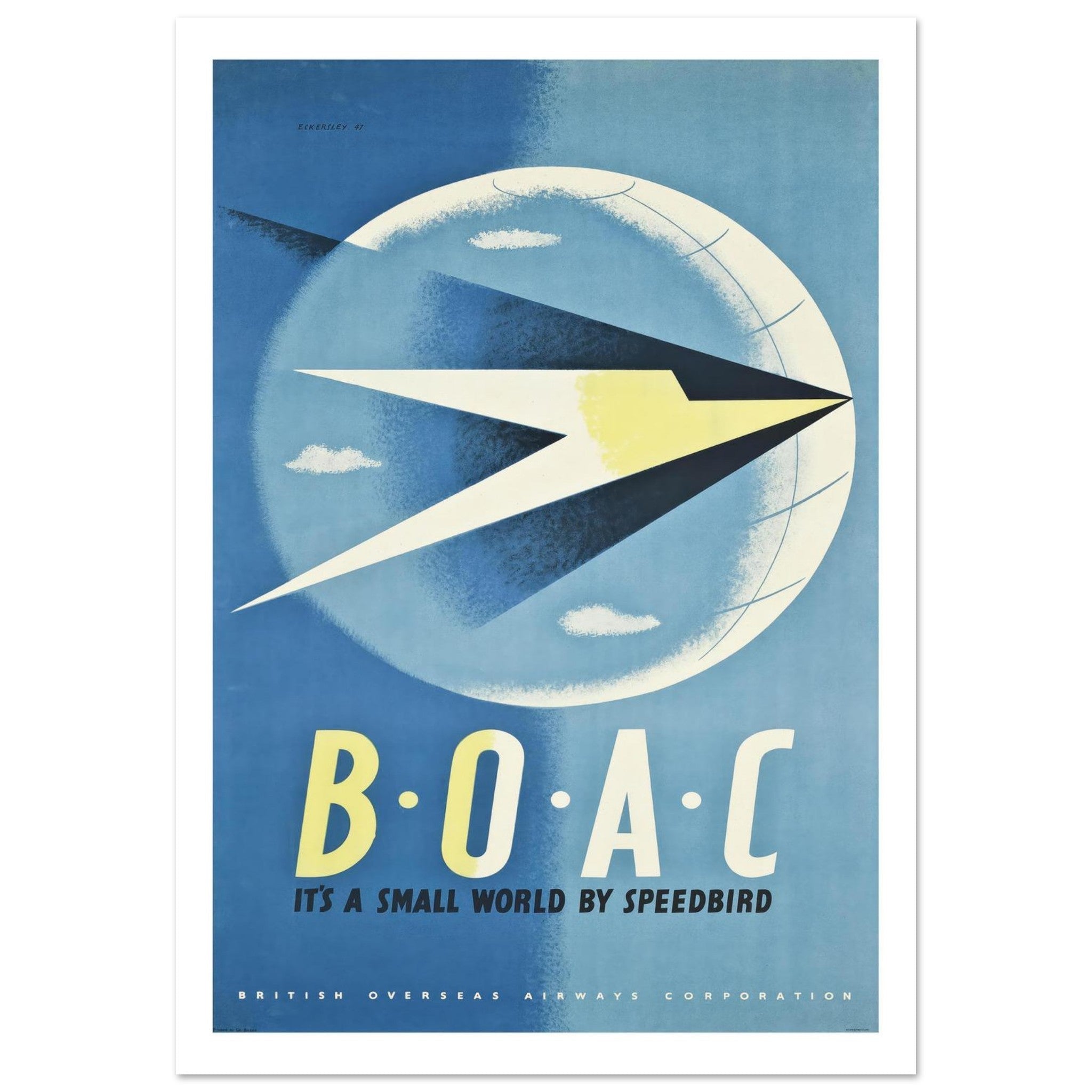 BOAC "Small World" Poster Featuring Iconic Speedbird Logo - Transit Art