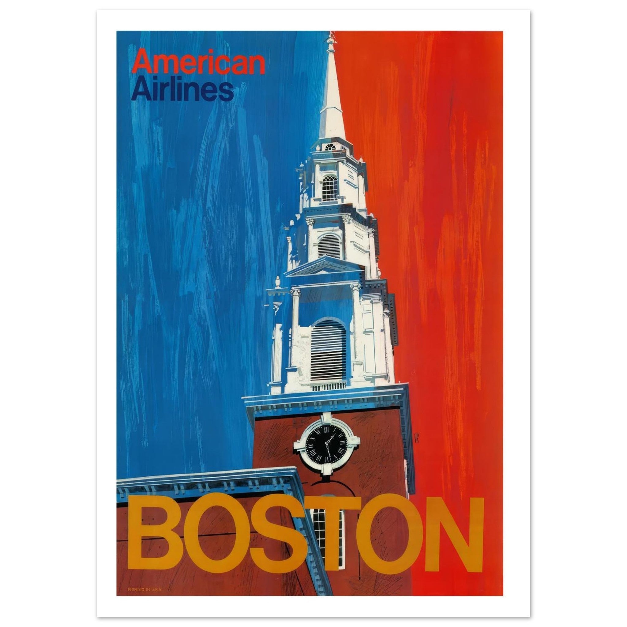 Boston – American Airlines Poster - Transit Art