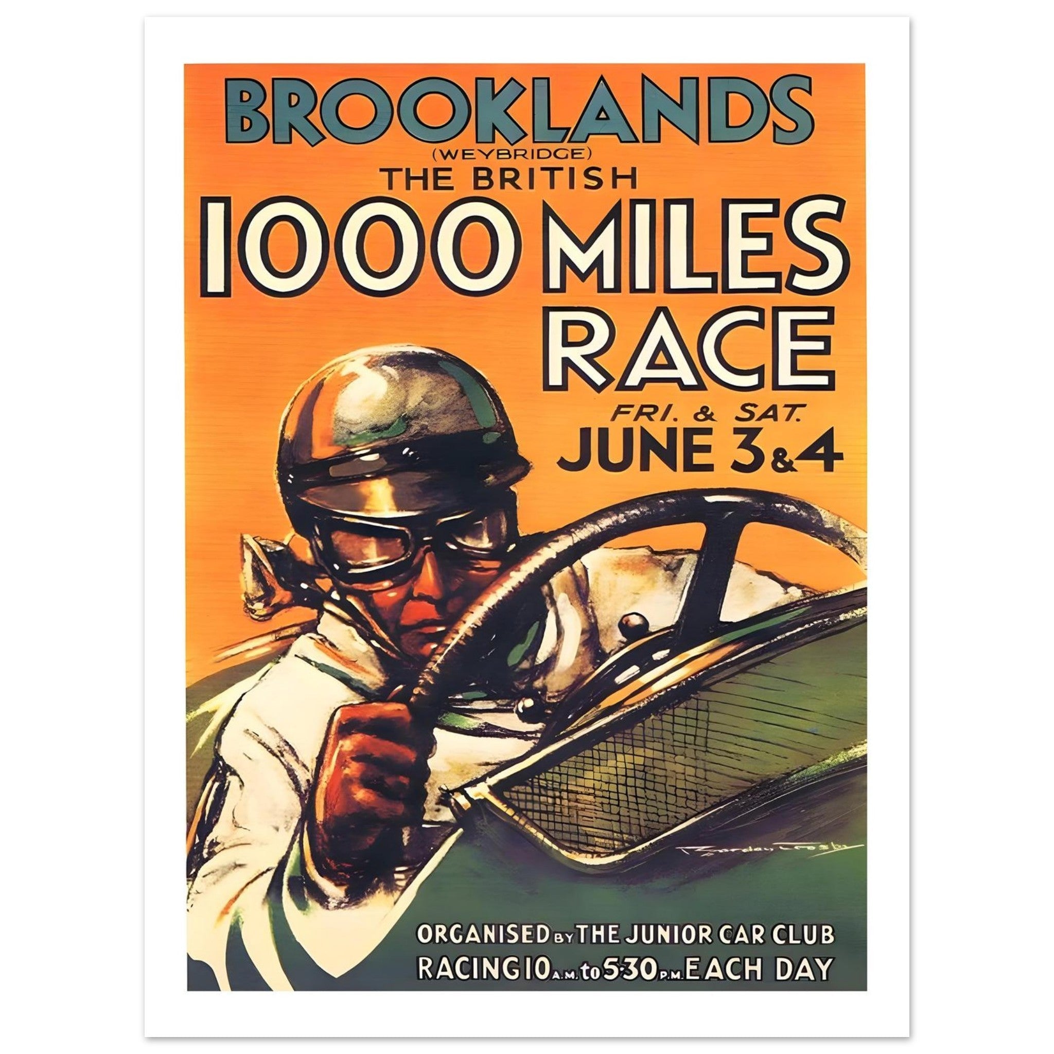 Brooklands British 1000 Miles Race Vintage Poster - Transit Art