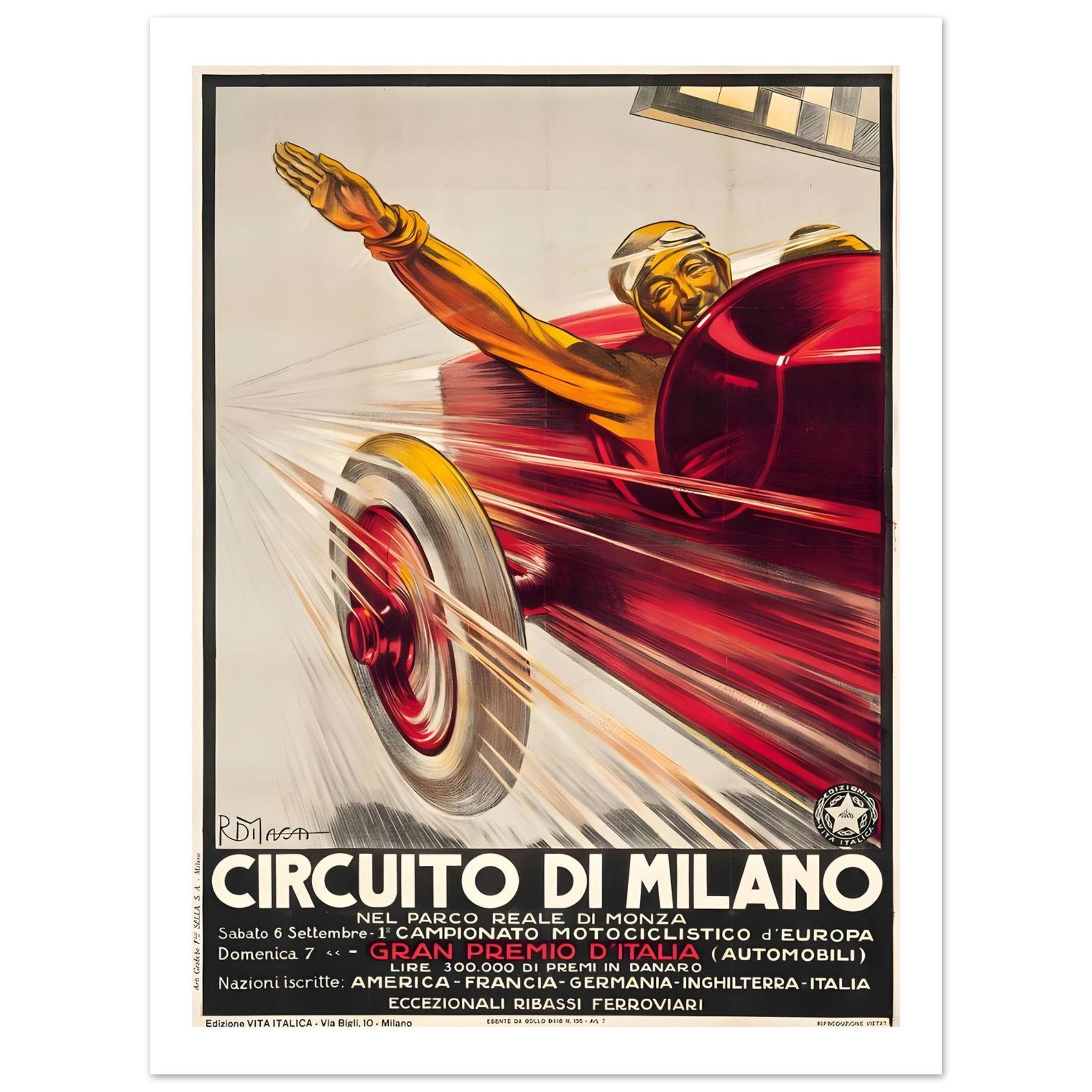 Circuito di Milano Gran Premio d’Italia Victory Poster - Transit Art