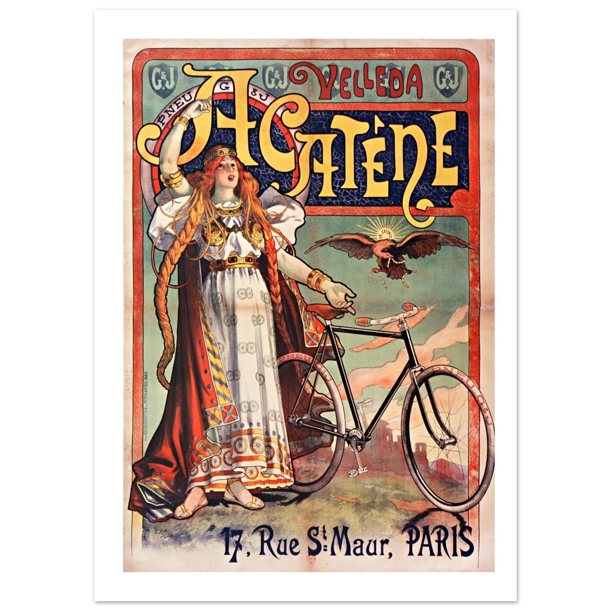 Classic Art Nouveau Acatène Velleda Poster Featuring A Mythological Goddess - Transit Art