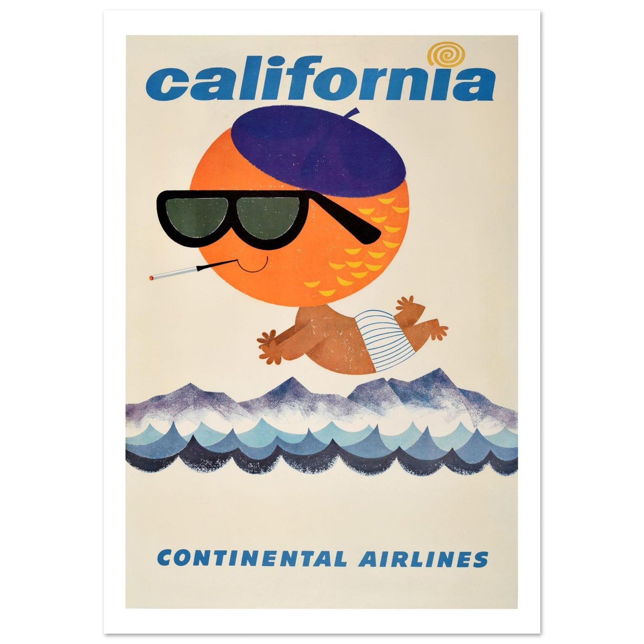 Continental Airlines California Poster - Transit Art
