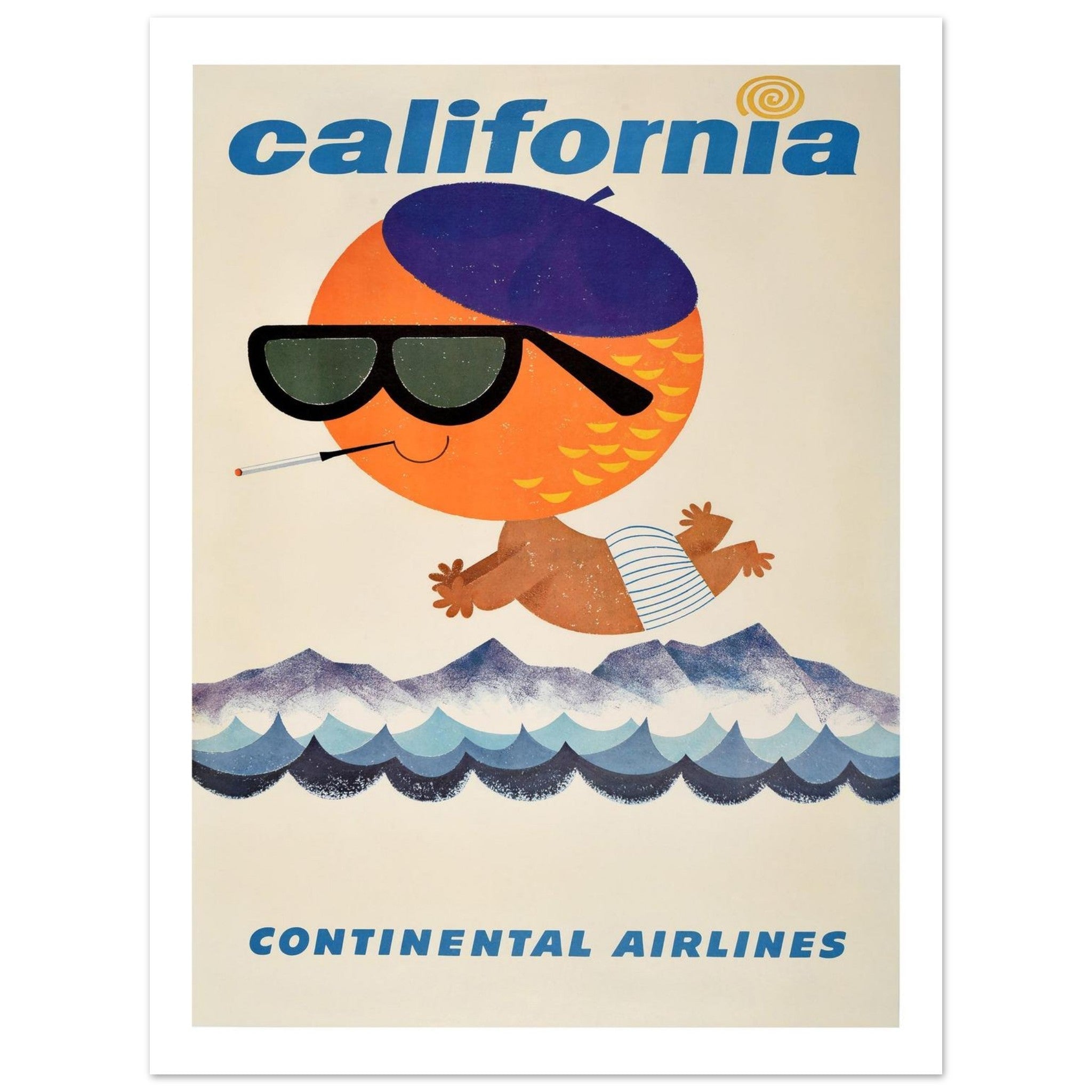 Continental Airlines California Poster - Transit Art