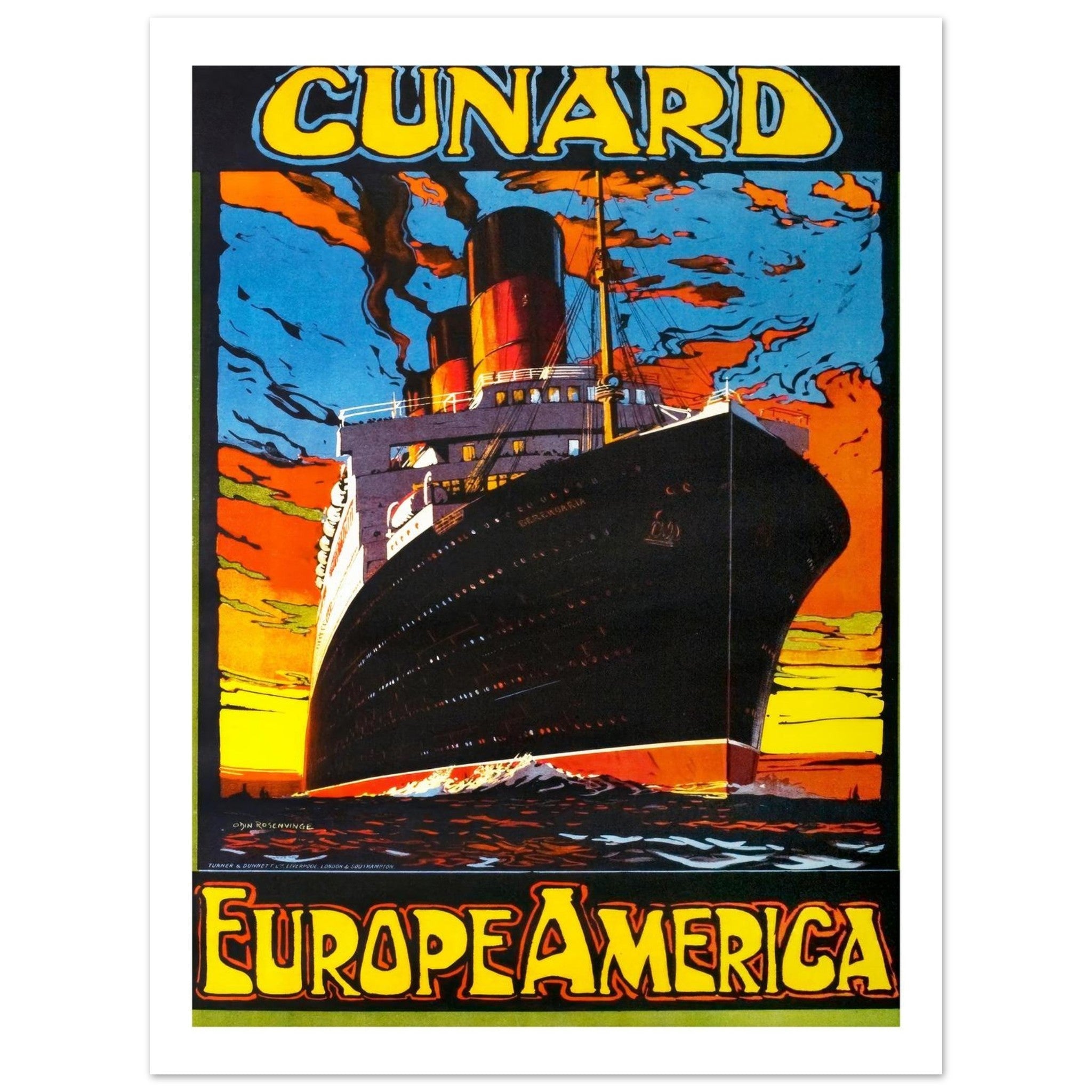 Cunard "Europe America" Vintage Poster - Transit Art