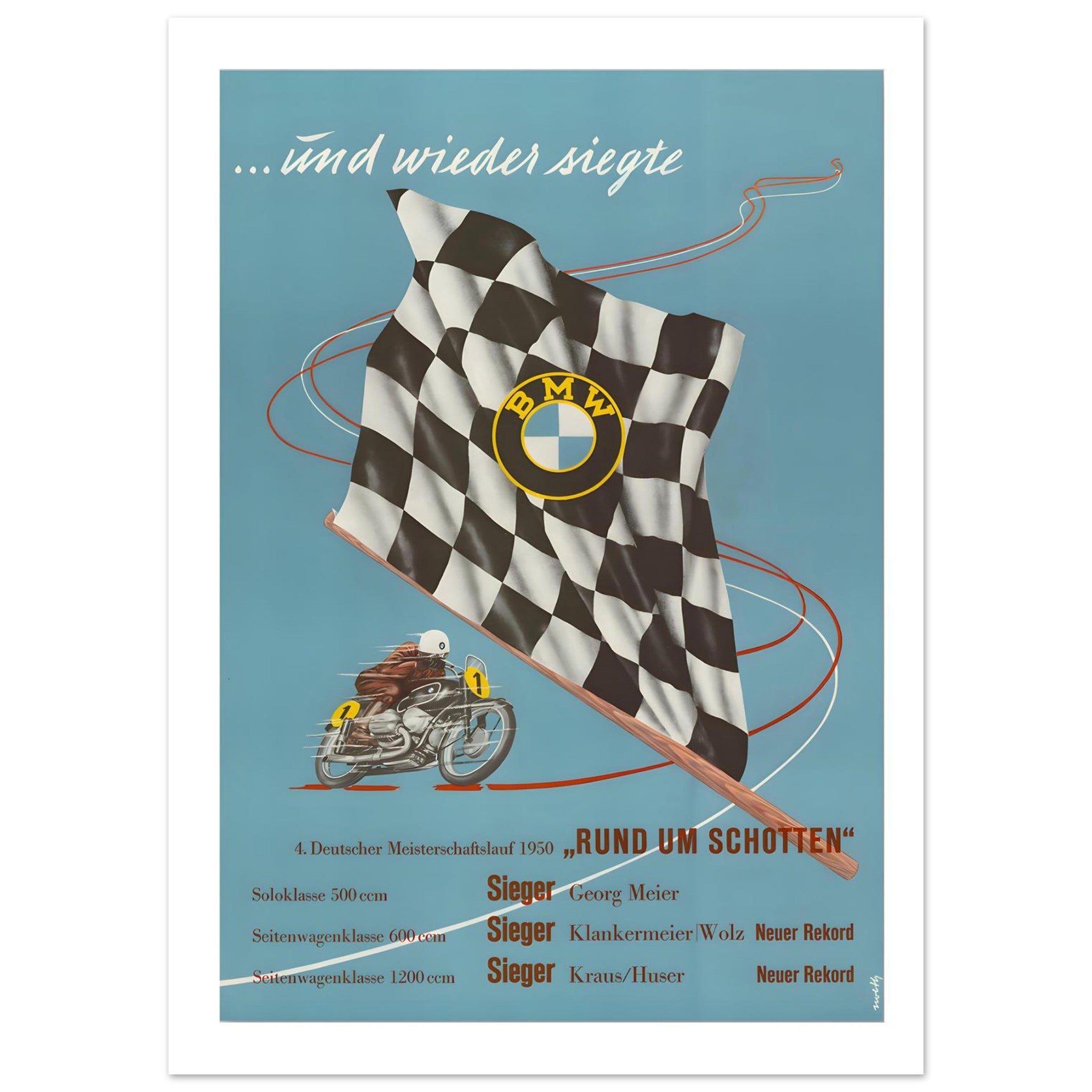 1950 BMW Race Victory Poster 