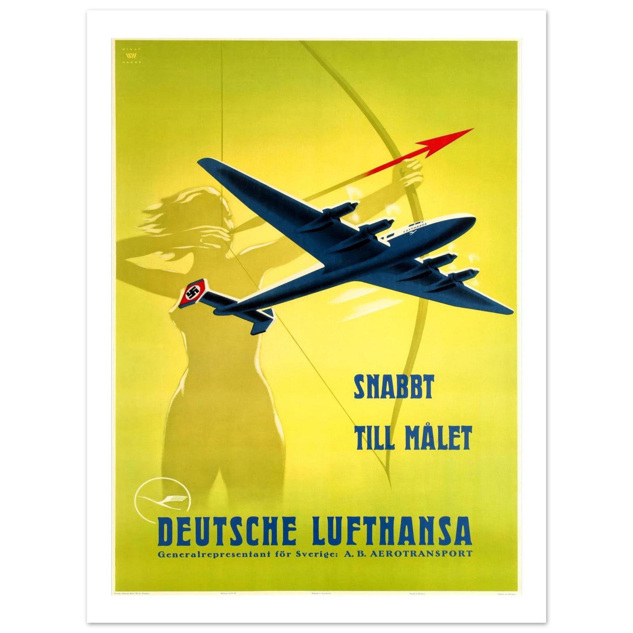 Deutsche Lufthansa "Snabbt Till Målet" Vintage Poster - Transit Art