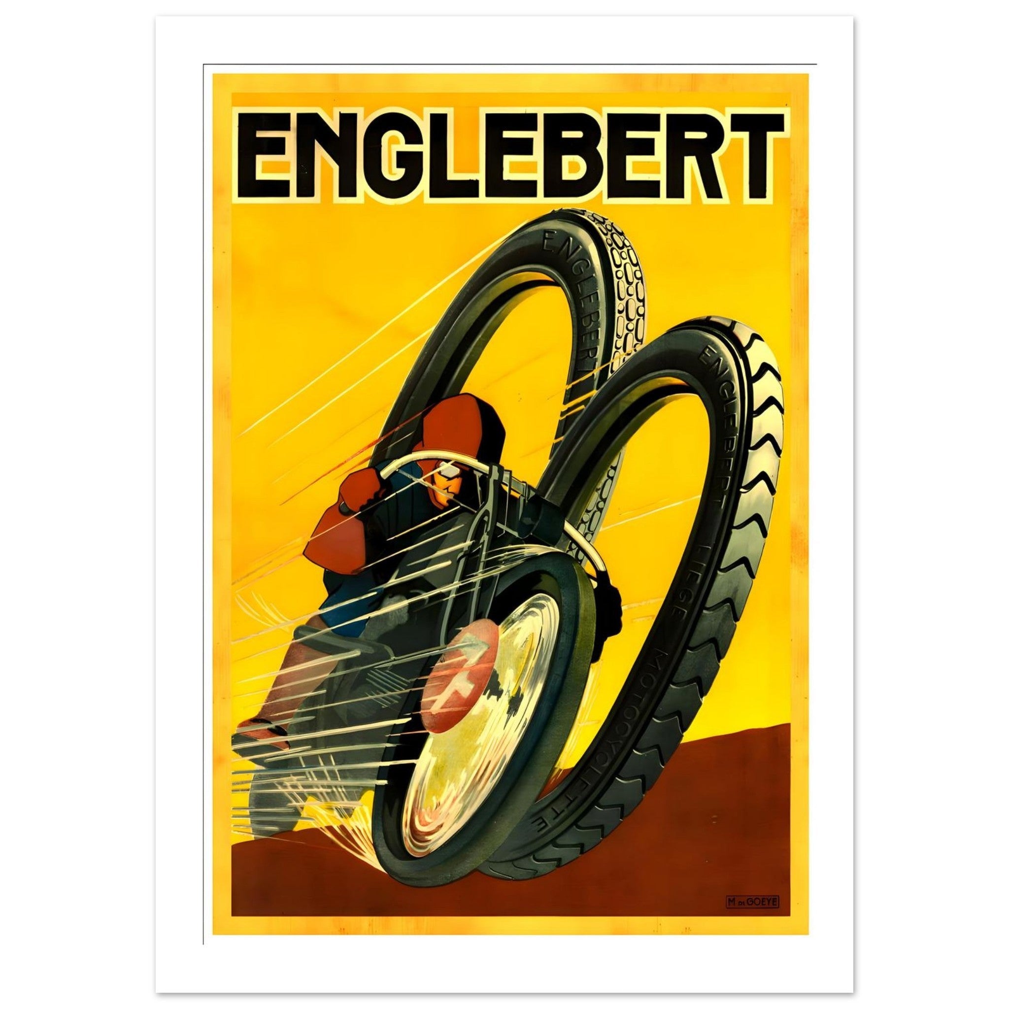 Dynamic Vintage Englebert Tyres Racing Poster - Transit Art